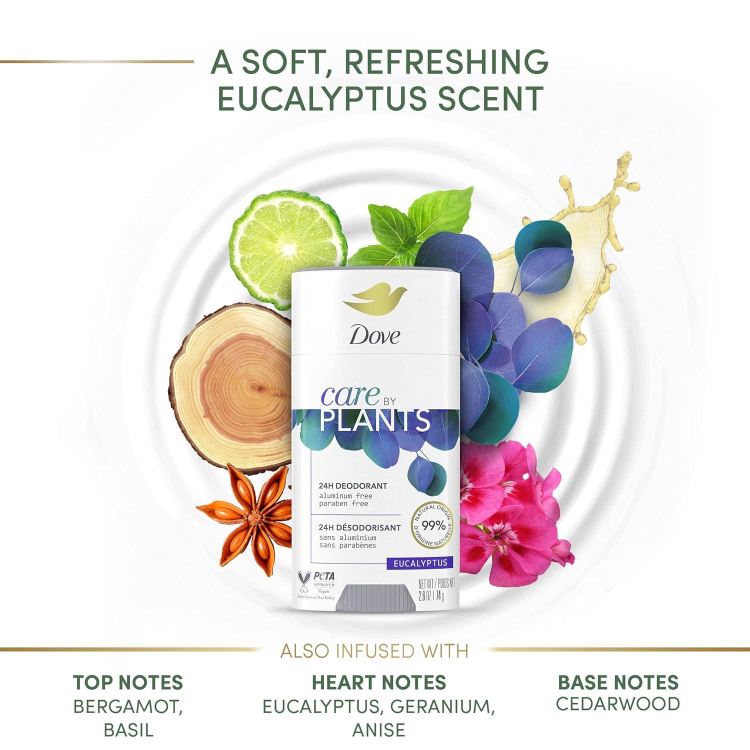 imageDove Care by Plants Deodorant Stick for underarm skin care and 24 hour deodorant protection Eucalyptus no aluminum deodorant 26 oz 3 Count26 Ounce Pack of 3