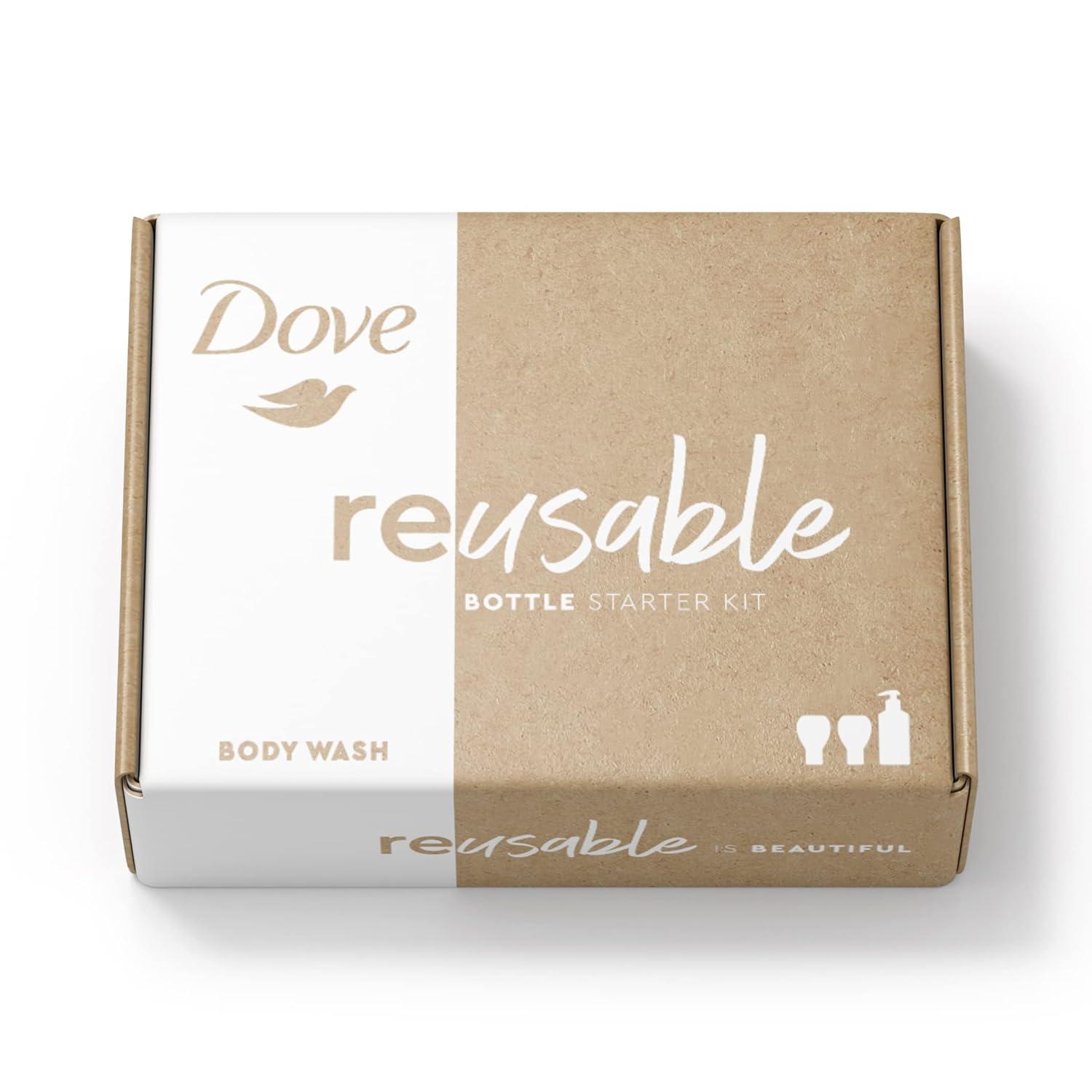 imageDove Concentrate Refills x2 and 100 percent Recycled Reusable Bottle for Instantly Soft Skin Daily Moisture Starter Kit for Lasting Nourishment Body Care 4 fl oz makes 16 fl oz1 Count Pack of 1