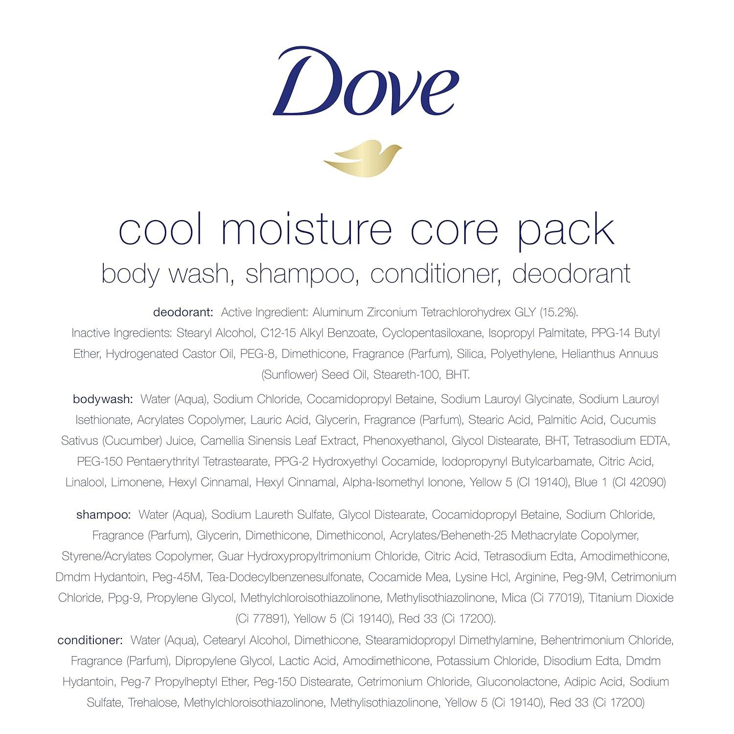 imageDove Cool Moisture Regimen Pack 2 Hair and 2 Skin Products for Soft Skin and Clean Hair4 Piece Set