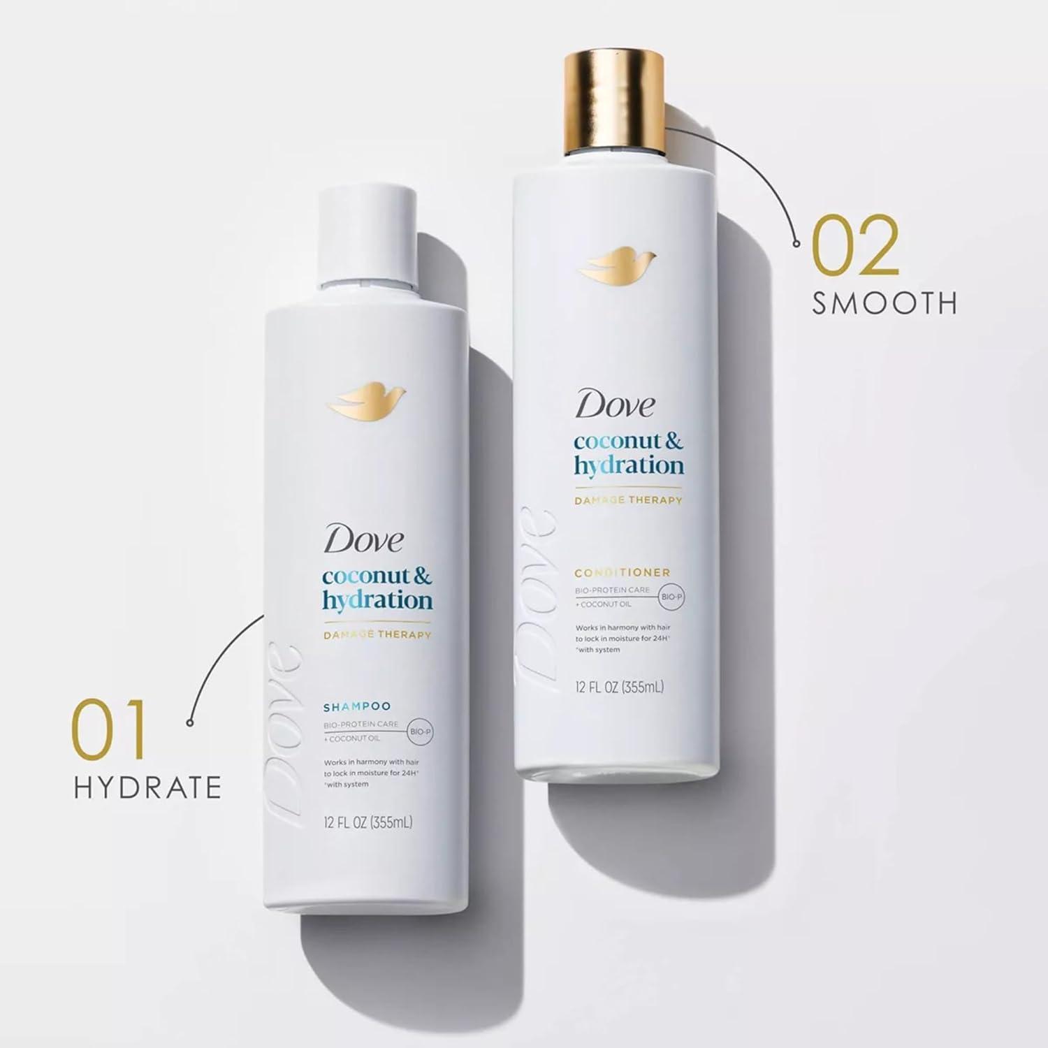 imageDove Damage Therapy Shampoo 6Pack Coconut amp Hydration 24H Hydration for Revitalizing Dry Damaged Hair 12 Oz Ea12 Ounce Pack of 6