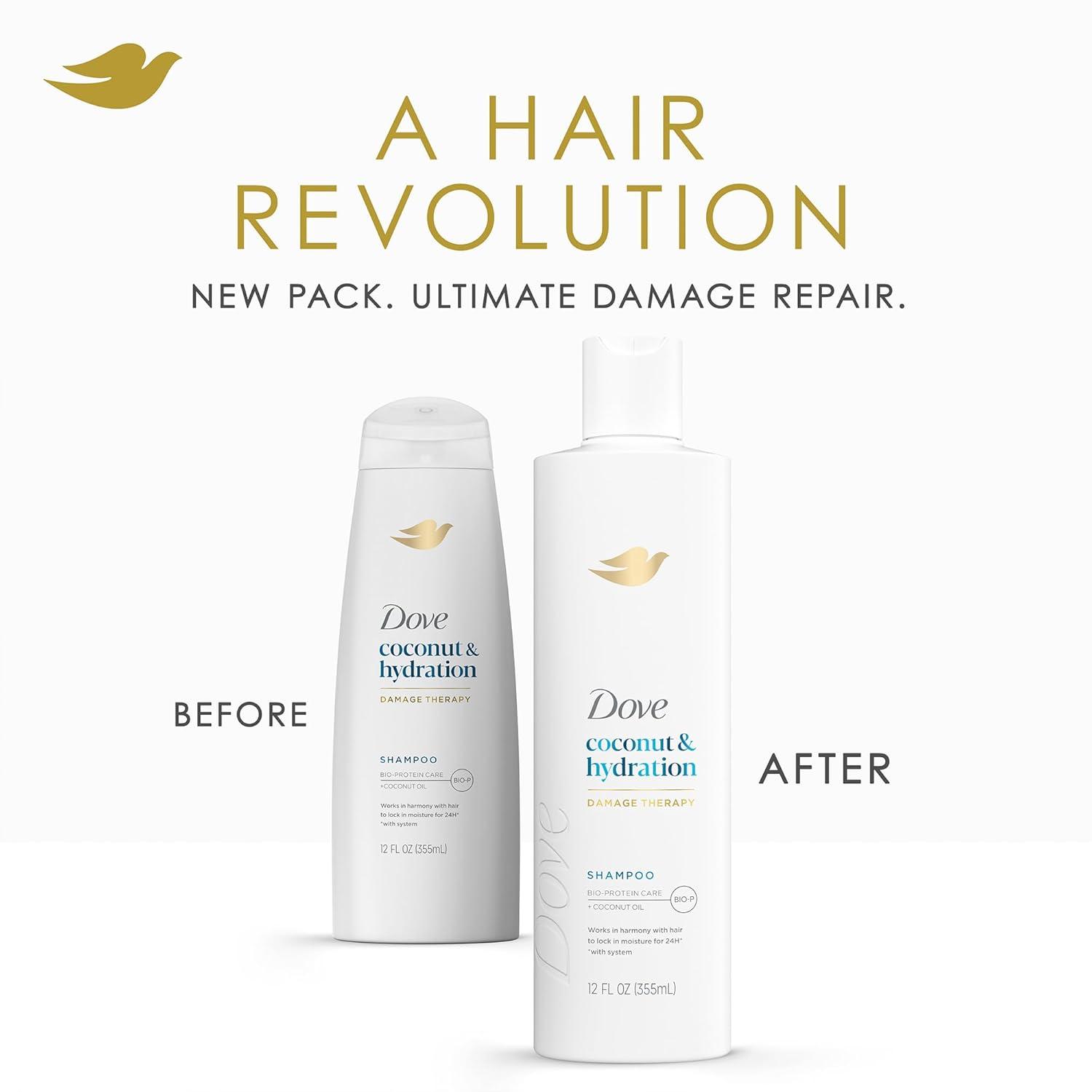 imageDove Damage Therapy Shampoo 6Pack Coconut amp Hydration 24H Hydration for Revitalizing Dry Damaged Hair 12 Oz Ea12 Ounce Pack of 6