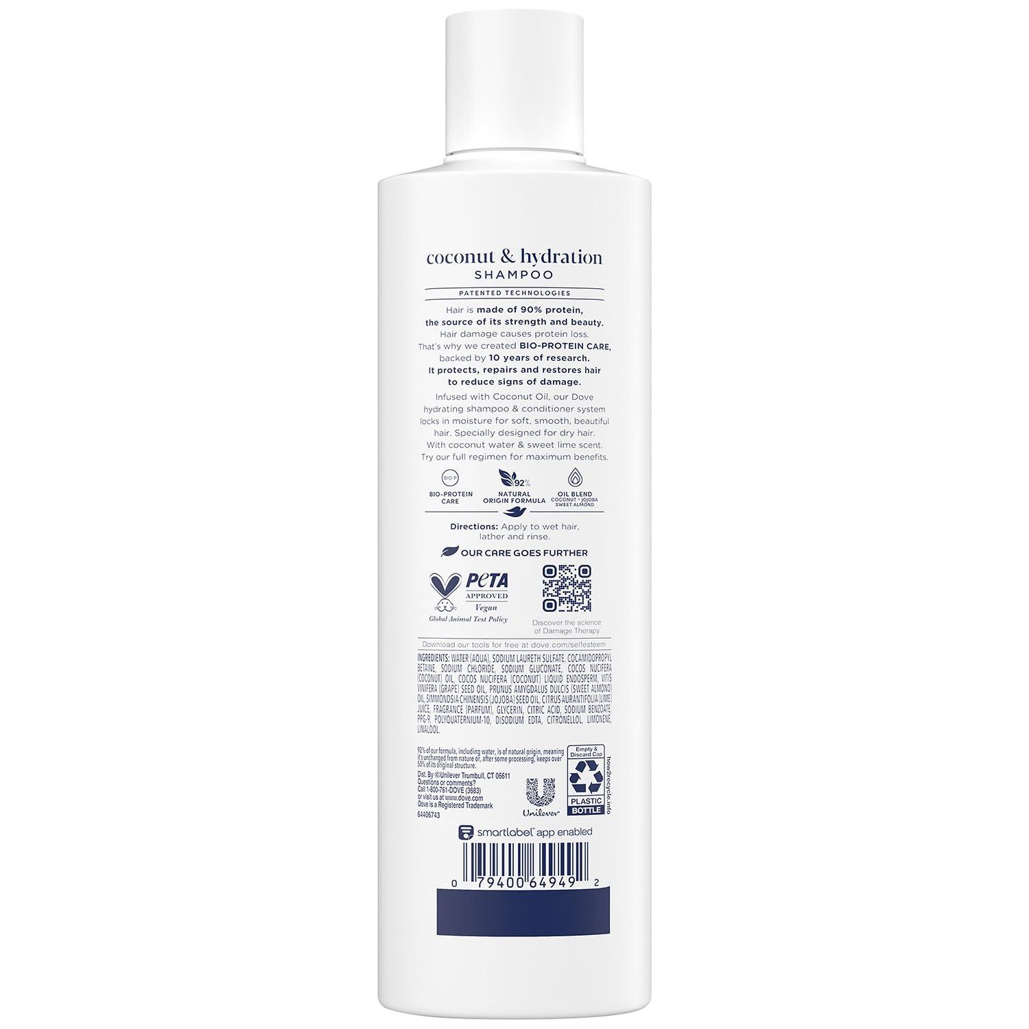 imageDove Damage Therapy Shampoo 6Pack Coconut amp Hydration 24H Hydration for Revitalizing Dry Damaged Hair 12 Oz Ea12 Ounce Pack of 6