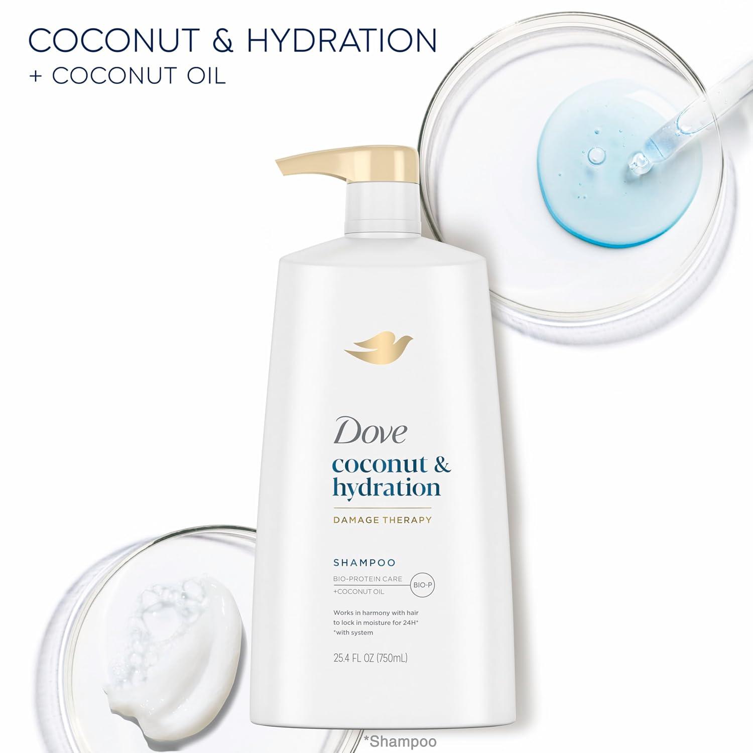 imageDove Damage Therapy Shampoo 6Pack Coconut amp Hydration 24H Hydration for Revitalizing Dry Damaged Hair 12 Oz Ea254 Fl Oz Pack of 1