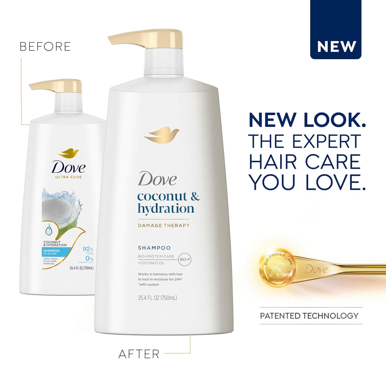 imageDove Damage Therapy Shampoo 6Pack Coconut amp Hydration 24H Hydration for Revitalizing Dry Damaged Hair 12 Oz Ea254 Fl Oz Pack of 1