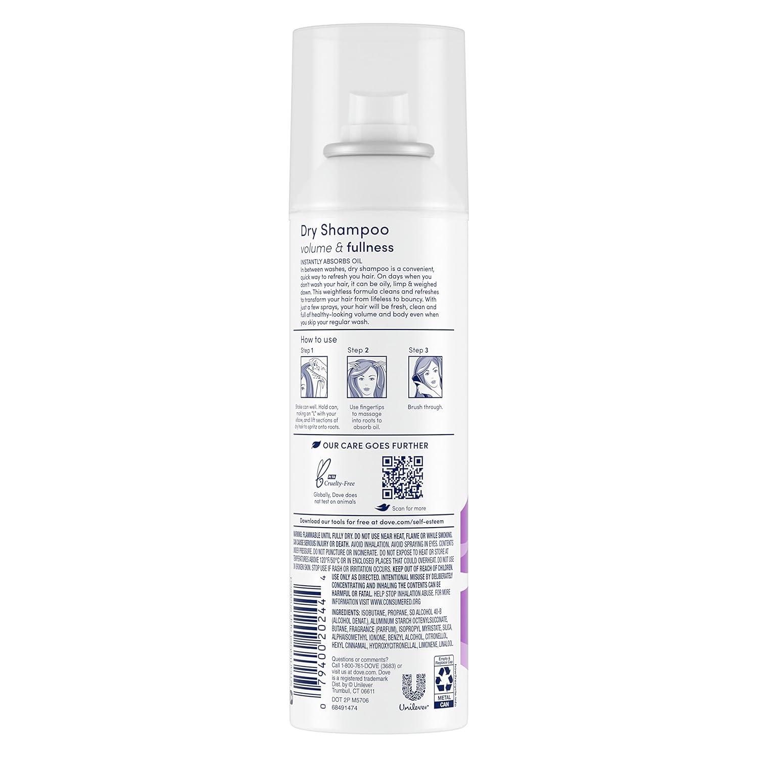 imageDove Dry Shampoo Volume and Fullness 3 Count Hair Treatment for Oily Hair Cleansing Hair Volumizer 5 oz