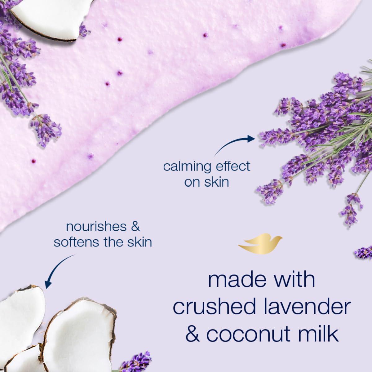 imageDove Exfoliating Body Polish Body Scrub Crushed Almond and Mango Butter 4 Count Exfoliating Scrub for Dry Skin Gently Exfoliates to Reveal Healthy Skin 105 ozLavender Coconut Milk