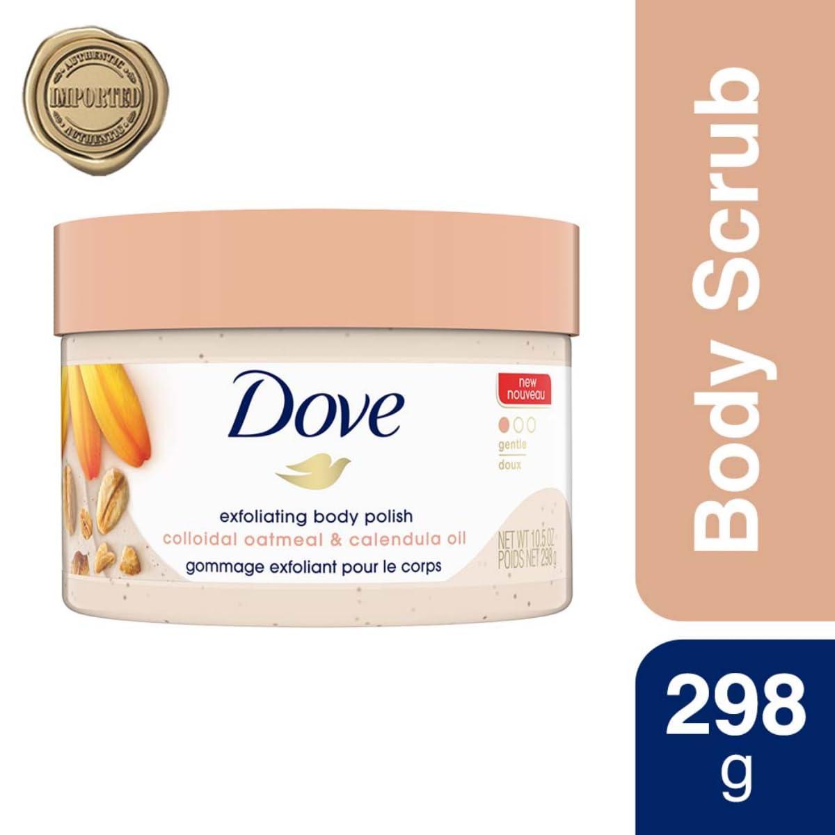 imageDove Exfoliating Body Polish Body Scrub Crushed Almond and Mango Butter 4 Count Exfoliating Scrub for Dry Skin Gently Exfoliates to Reveal Healthy Skin 105 ozSubtle Floral
