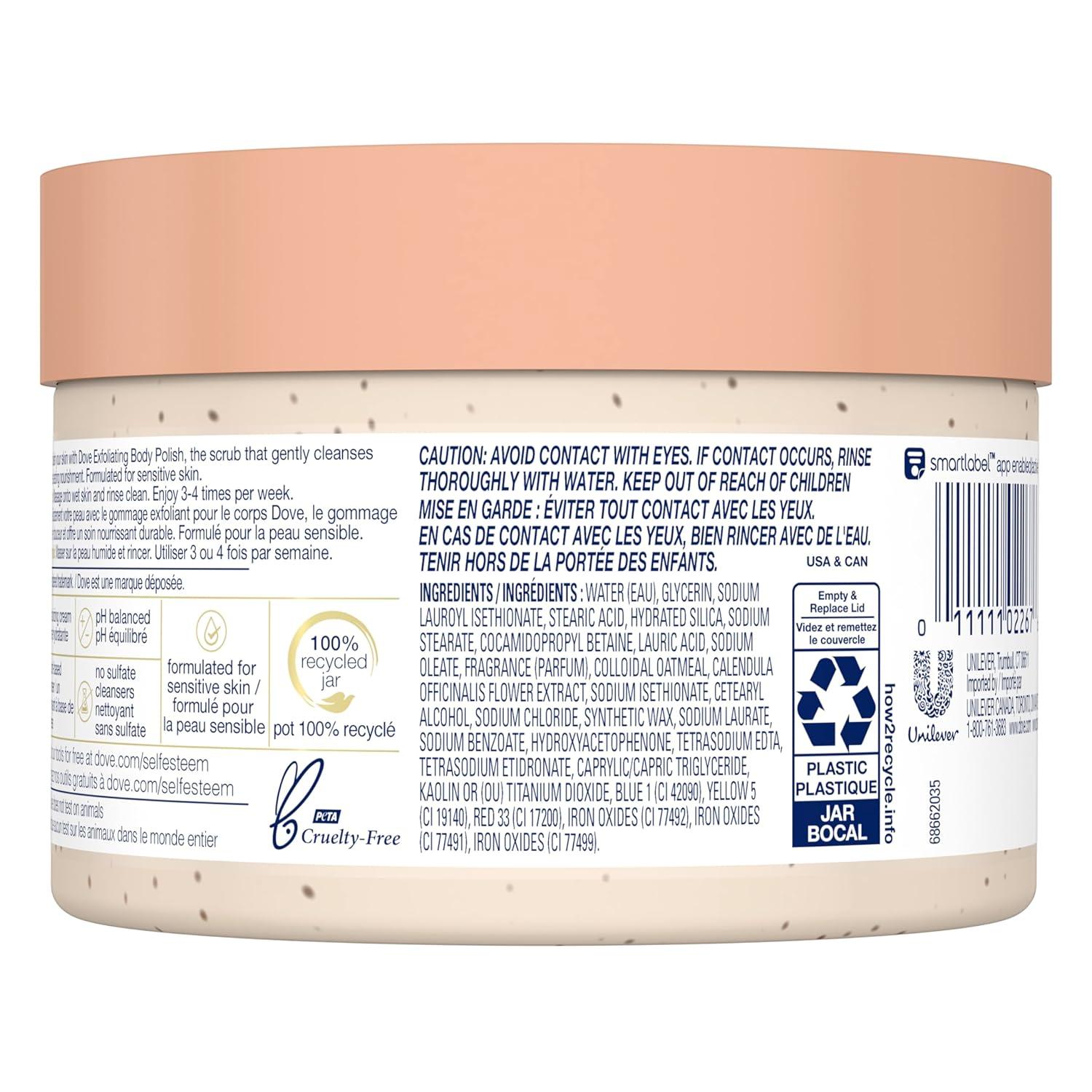 imageDove Exfoliating Body Polish Body Scrub Crushed Almond and Mango Butter 4 Count Exfoliating Scrub for Dry Skin Gently Exfoliates to Reveal Healthy Skin 105 ozSubtle Floral