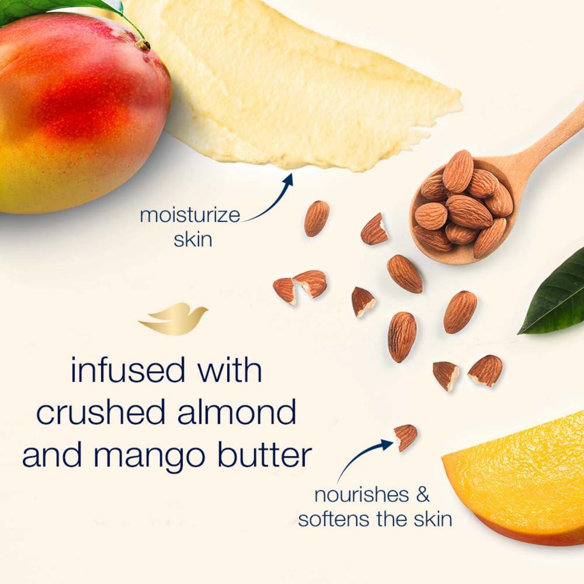 imageDove Exfoliating Body Polish Body Scrub Crushed Almond and Mango Butter 4 Count Exfoliating Scrub for Dry Skin Gently Exfoliates to Reveal Healthy Skin 105 ozMango Almond