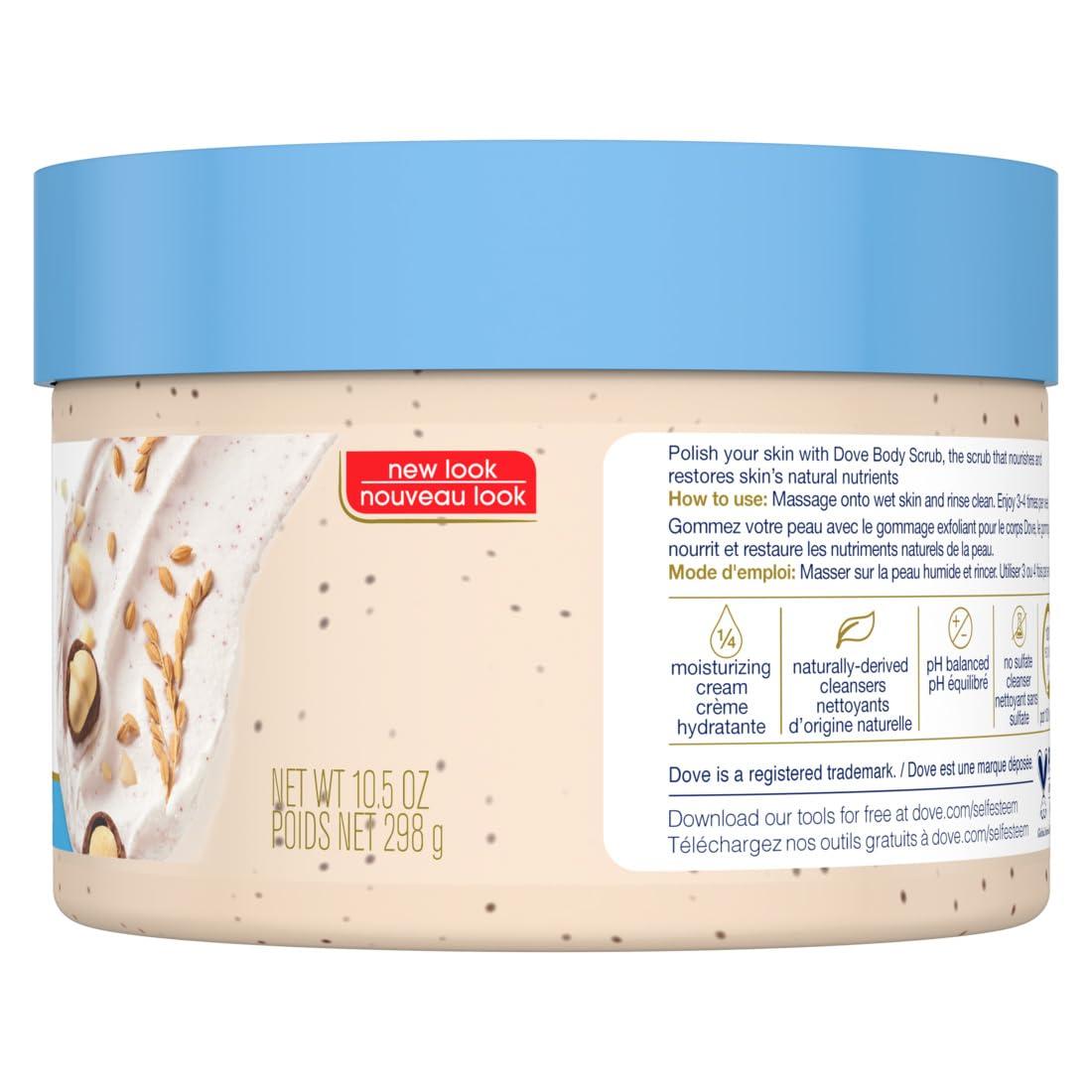 imageDove Exfoliating Body Polish Body Scrub Crushed Almond and Mango Butter 4 Count Exfoliating Scrub for Dry Skin Gently Exfoliates to Reveal Healthy Skin 105 ozCrushed Macadamia and Rice Milk