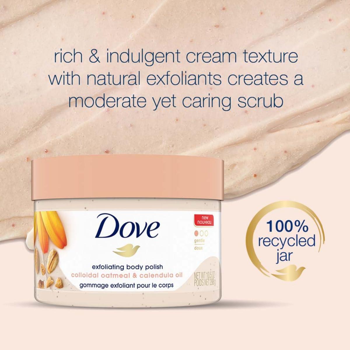 imageDove Exfoliating Body Polish Body Scrub Crushed Almond and Mango Butter 4 Count Exfoliating Scrub for Dry Skin Gently Exfoliates to Reveal Healthy Skin 105 ozSubtle Floral