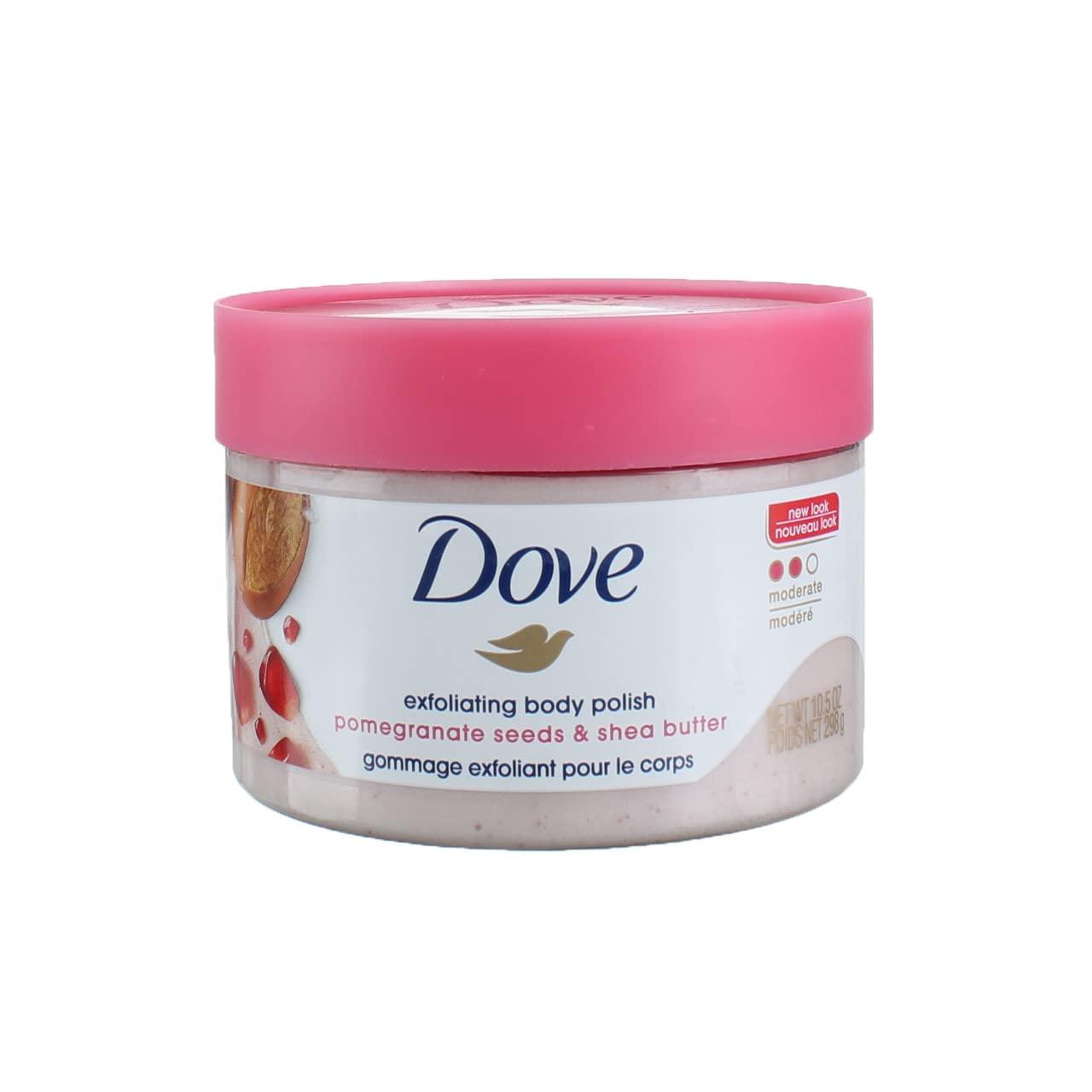 imageDove Exfoliating Body Polish Body Scrub Crushed Almond and Mango Butter 4 Count Exfoliating Scrub for Dry Skin Gently Exfoliates to Reveal Healthy Skin 105 ozPomegranate