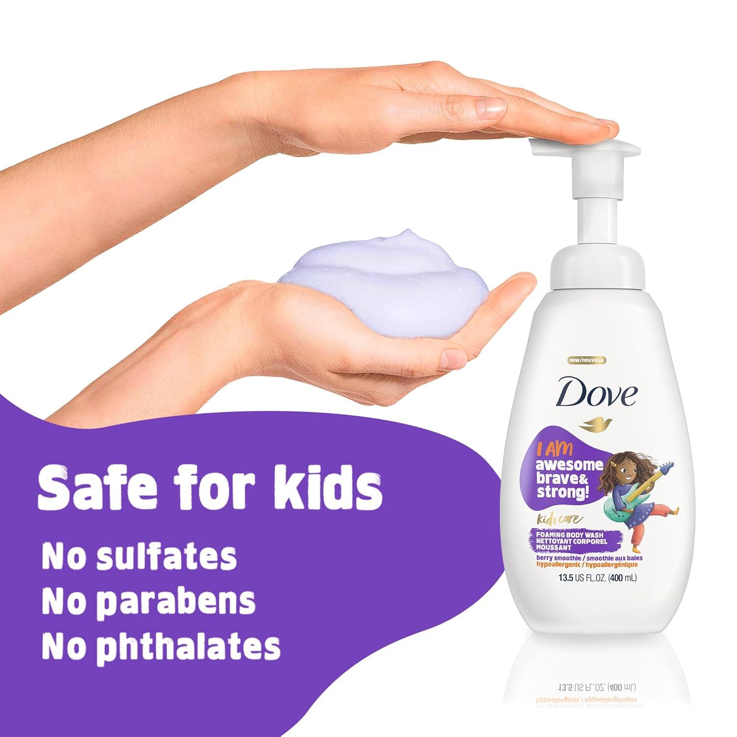 imageDove Foaming Body Wash For Kids 4 Count Berry Smoothie Hypoallergenic Skin Care 135 ozBlueberry