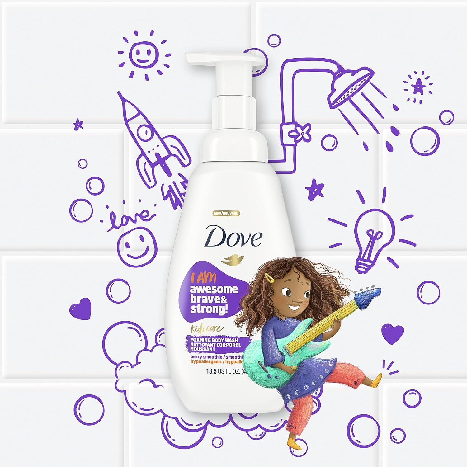 imageDove Foaming Body Wash For Kids 4 Count Berry Smoothie Hypoallergenic Skin Care 135 ozBlueberry