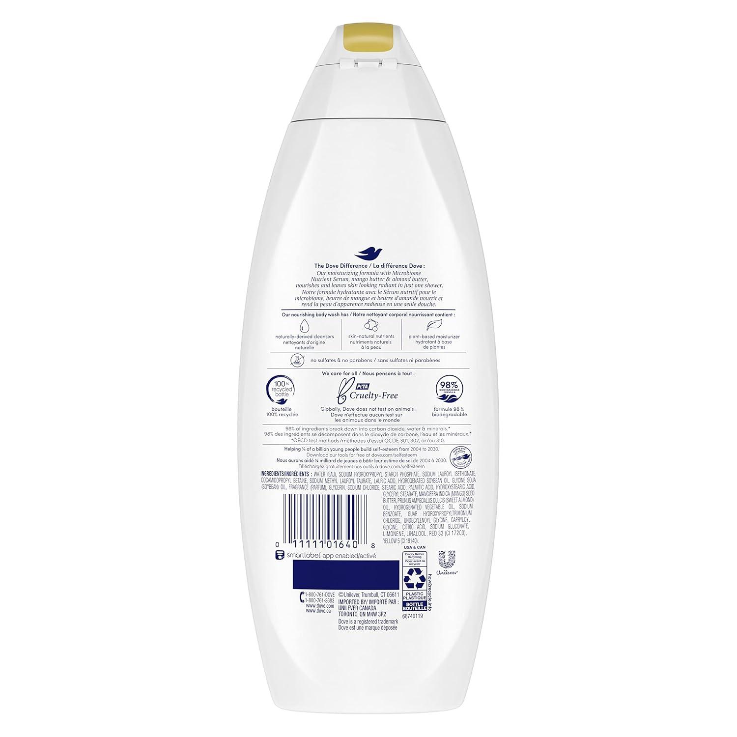 imageDove Glowing Body Wash For Revitalized Refreshed Skin Mango Butter and Almond Butter Cleanser That Effectively Washes Away Bacteria While Nourishing Your Skin 22 oz 4 CountMango and Almond Butters
