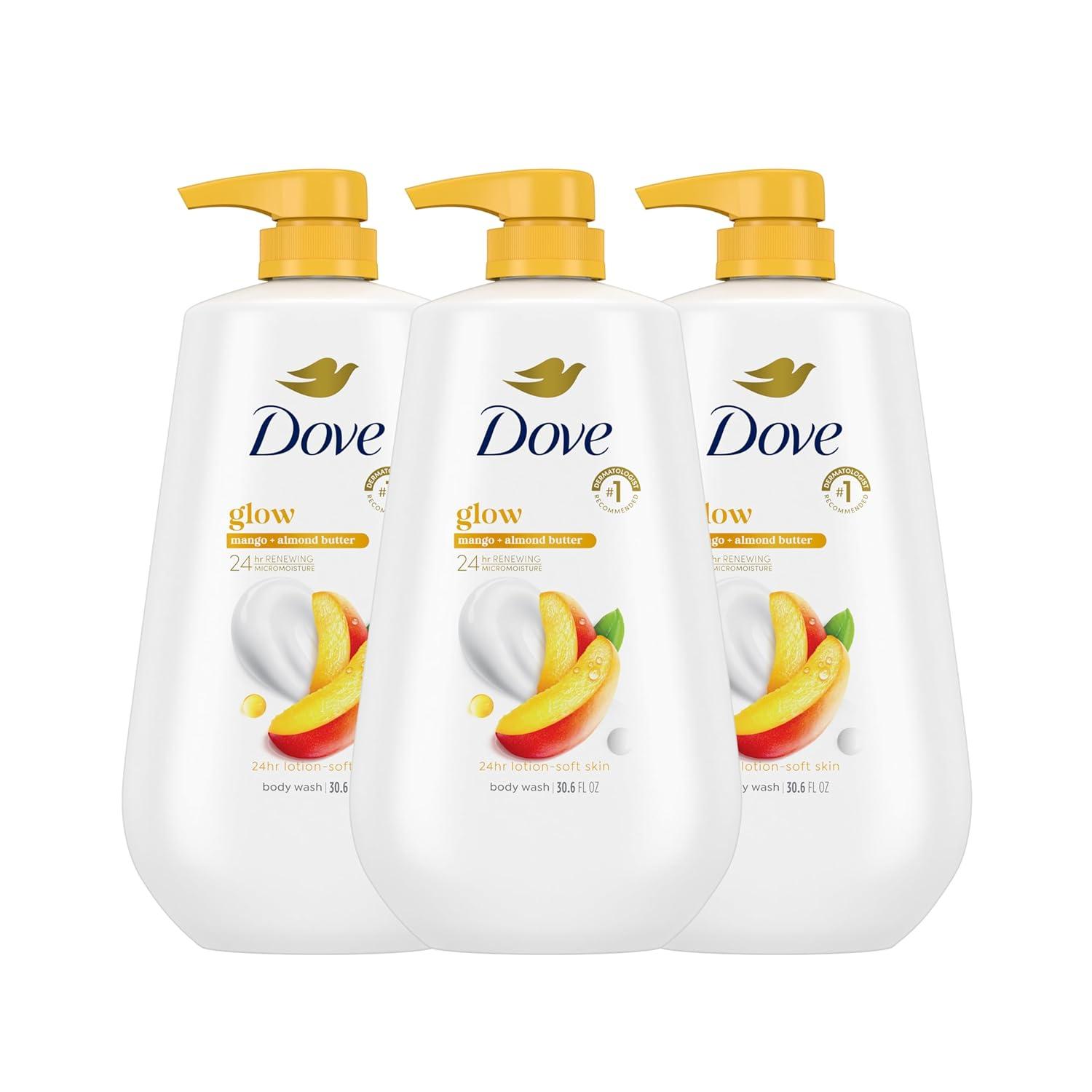 imageDove Glowing Body Wash For Revitalized Refreshed Skin Mango Butter and Almond Butter Cleanser That Effectively Washes Away Bacteria While Nourishing Your Skin 22 oz 4 CountMango and Almond Butter