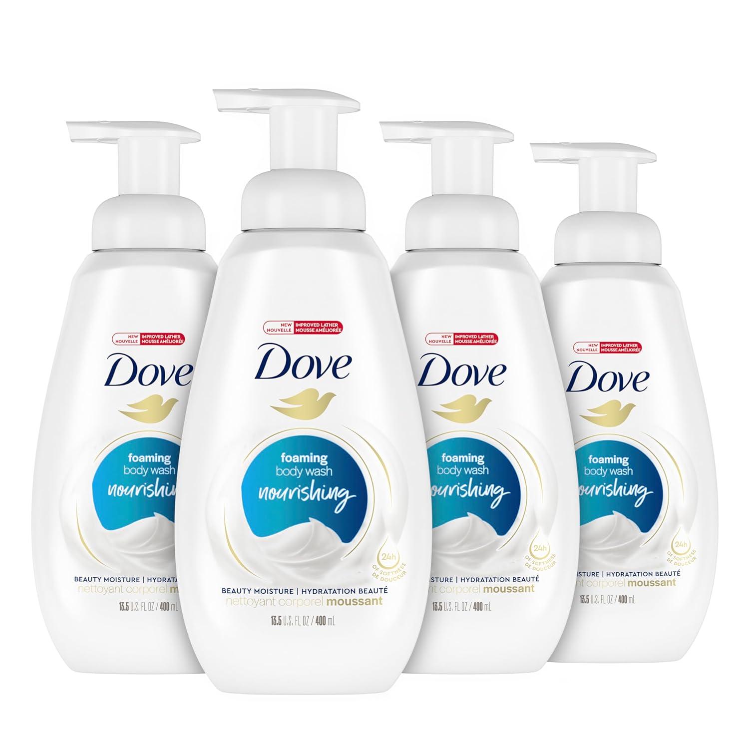 imageDove Instant Foaming Body Wash 4 Count for Soft Smooth Skin Deep Moisture Cleanser That Effectively Washes Away Bacteria While Nourishing Your Skin White 135 OzUnscented