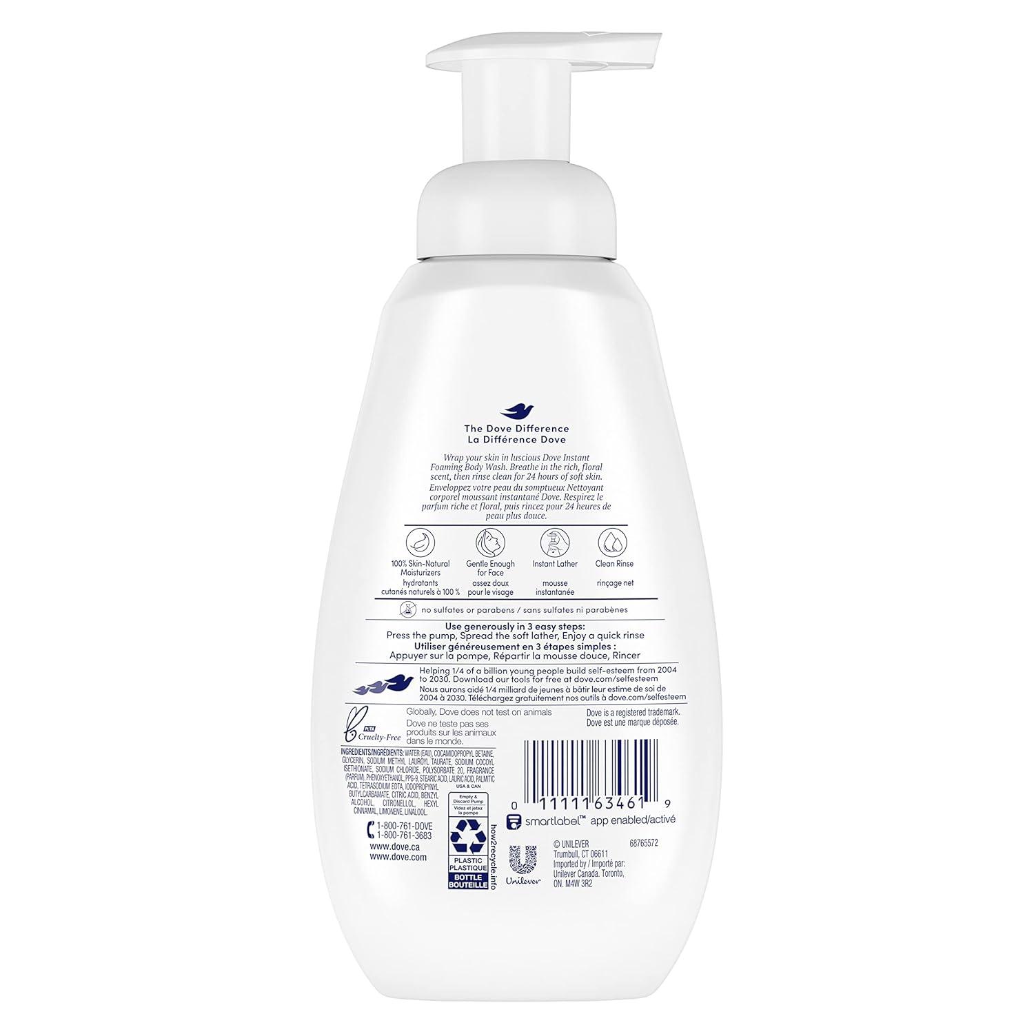 imageDove Instant Foaming Body Wash 4 Count for Soft Smooth Skin Deep Moisture Cleanser That Effectively Washes Away Bacteria While Nourishing Your Skin White 135 OzUnscented
