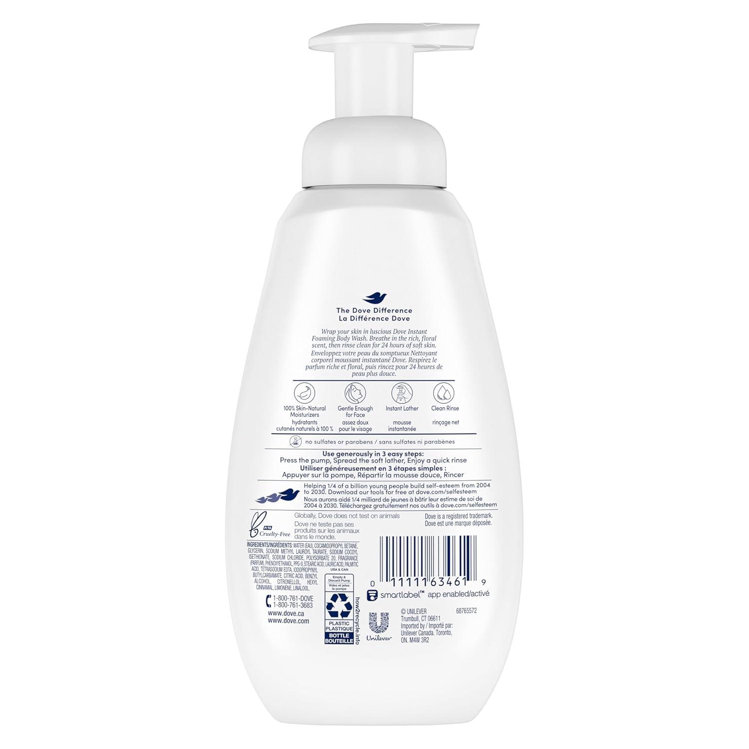 imageDove Instant Foaming Body Wash 4 Count for Soft Smooth Skin Deep Moisture Cleanser That Effectively Washes Away Bacteria While Nourishing Your Skin White 135 OzUnscented