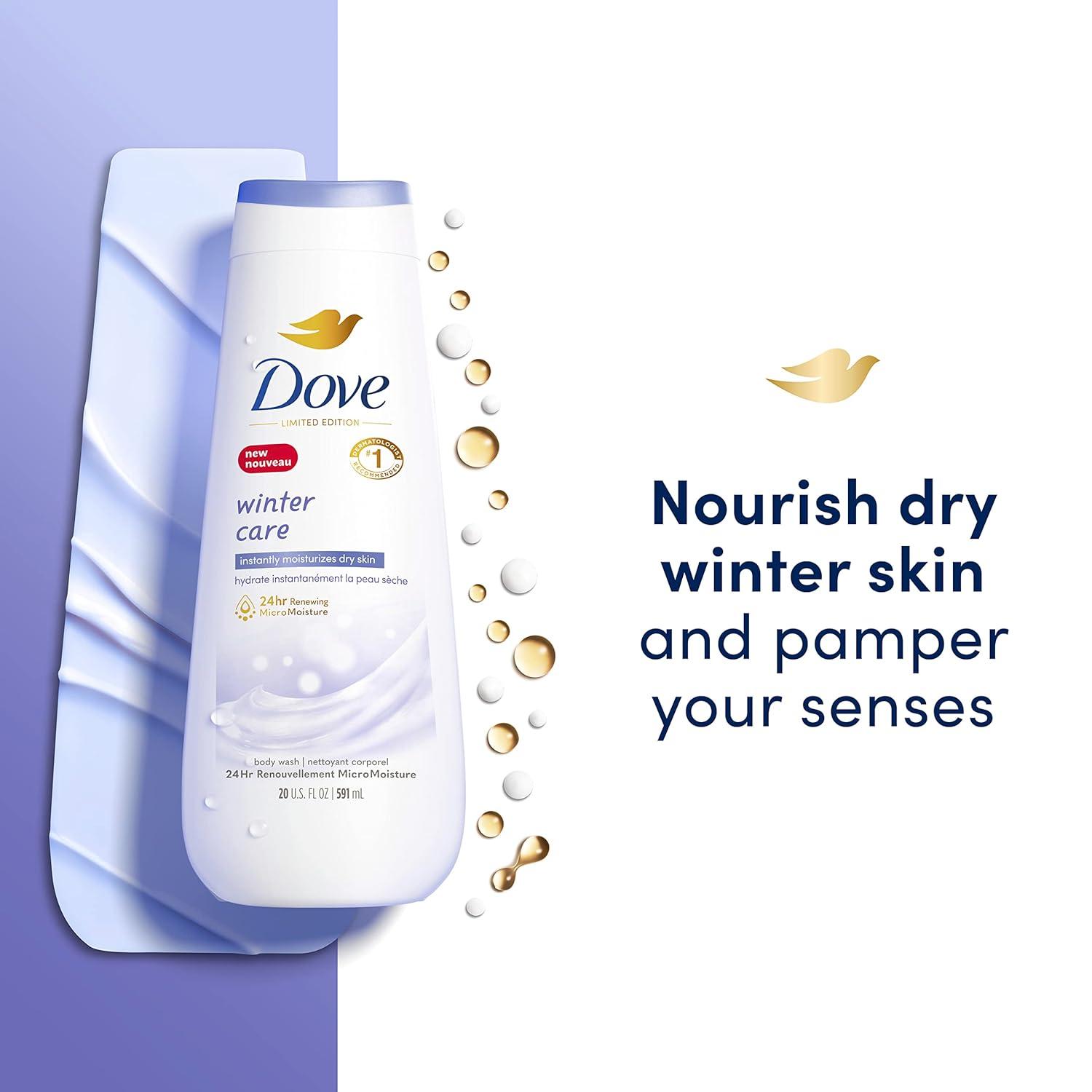 imageDove Limited Edition Body Wash Winter Care 4 Count for Renewed HealthyLooking Skin with 24hr Renewing MicroMoisture Gentle Cleanser Instantly Moisturizes Dry Skin 20 oz
