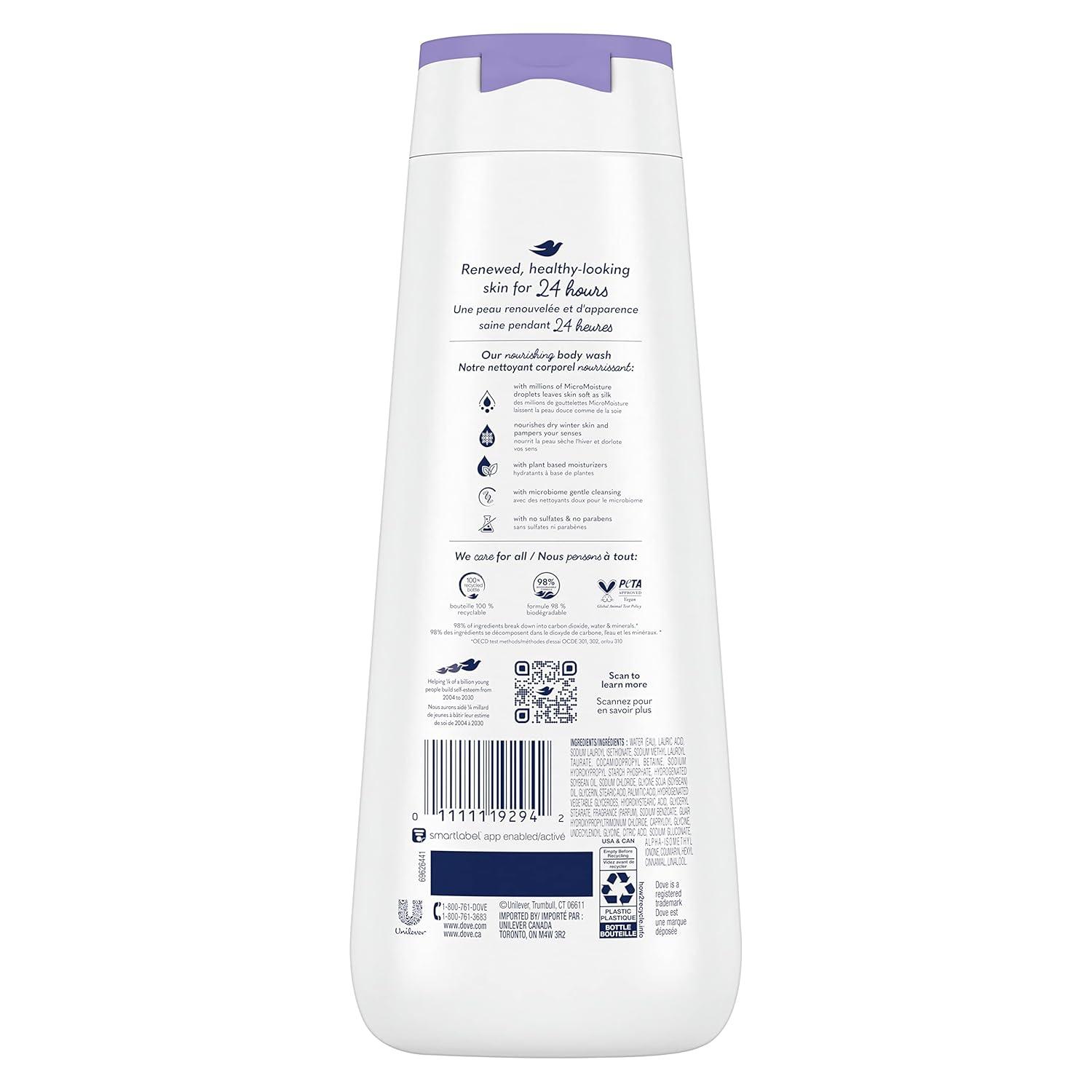imageDove Limited Edition Body Wash Winter Care 4 Count for Renewed HealthyLooking Skin with 24hr Renewing MicroMoisture Gentle Cleanser Instantly Moisturizes Dry Skin 20 oz