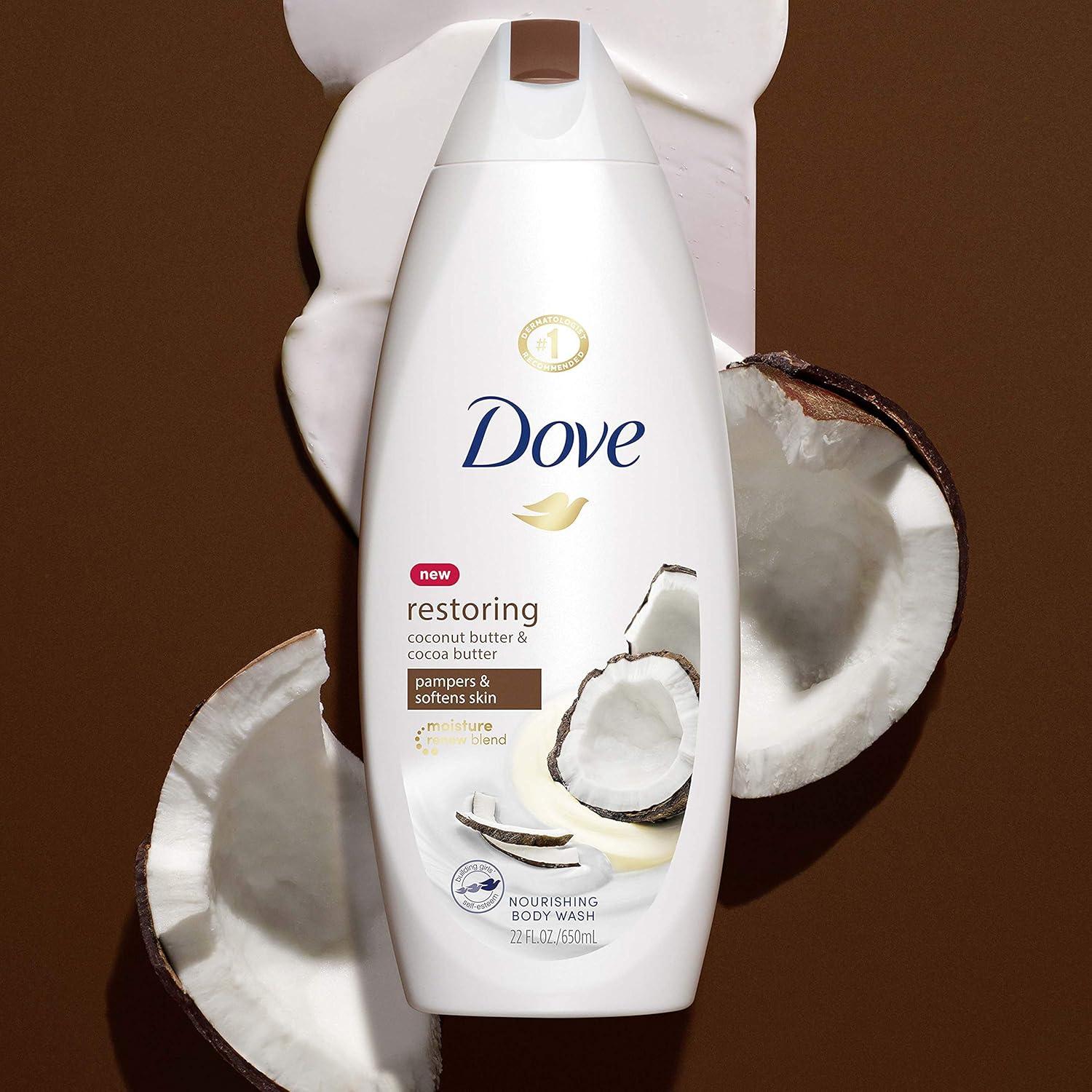 imageDove Purely Pampering Body Wash for Dry Skin Coconut Butter and Cocoa Butter Effectively Washes Away Bacteria While Nourishing Your Skin 22 oz 4 count22 Ounce Pack of 2