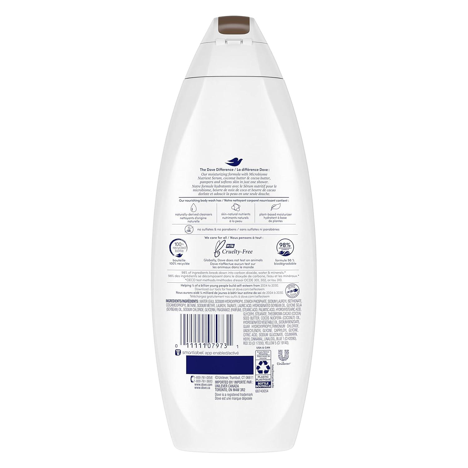 imageDove Purely Pampering Body Wash for Dry Skin Coconut Butter and Cocoa Butter Effectively Washes Away Bacteria While Nourishing Your Skin 22 oz 4 count22 Fl Oz Pack of 4