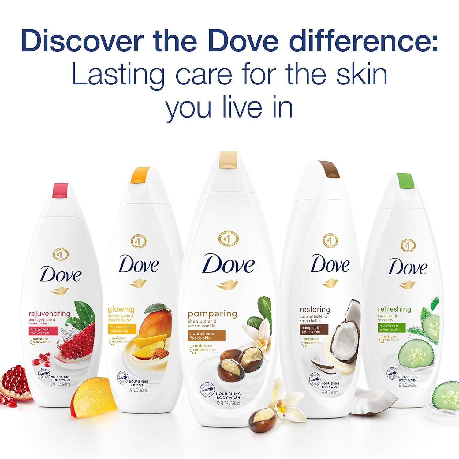 imageDove Purely Pampering Body Wash for Dry Skin Coconut Butter and Cocoa Butter Effectively Washes Away Bacteria While Nourishing Your Skin 22 oz 4 count22 Ounce Pack of 2