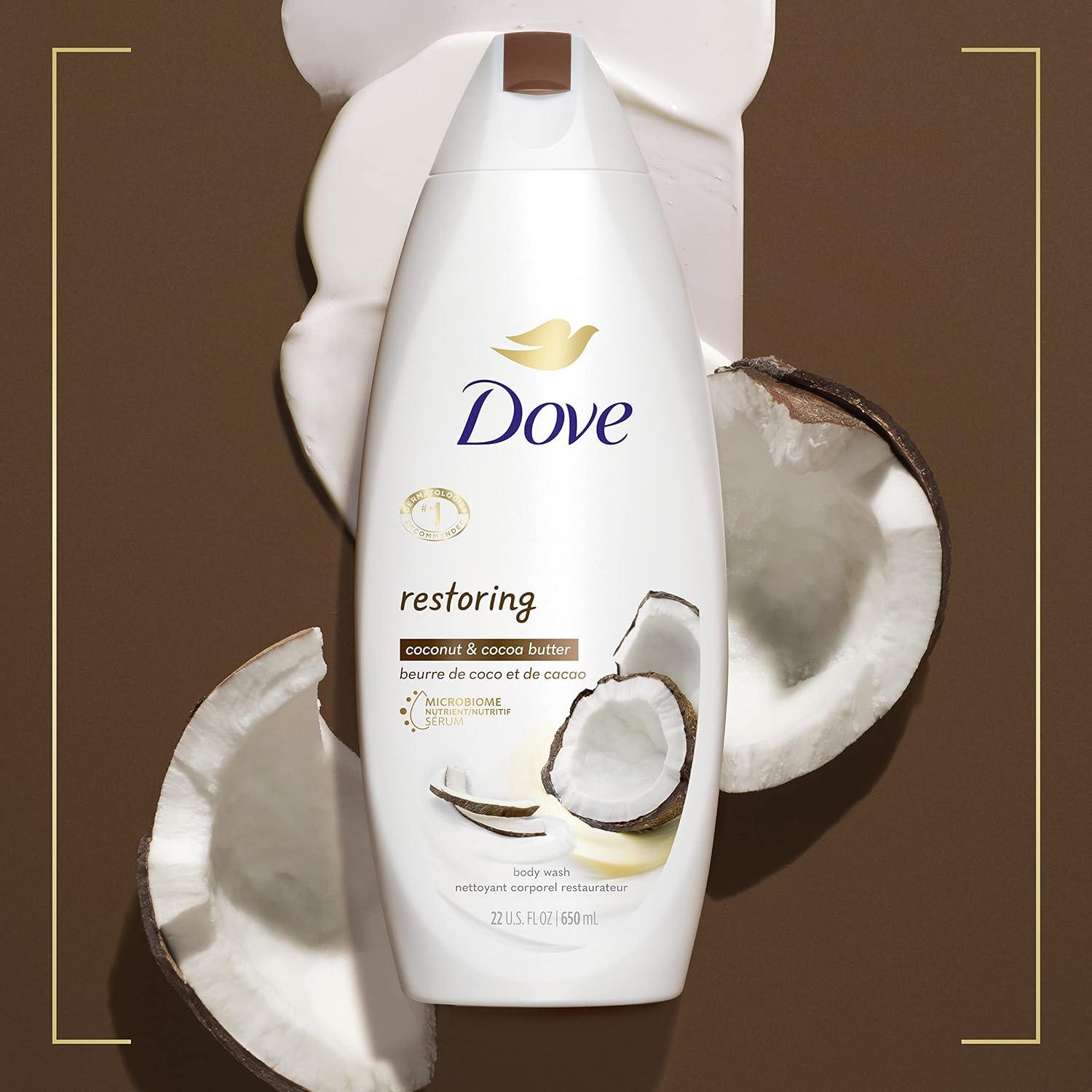 imageDove Purely Pampering Body Wash for Dry Skin Coconut Butter and Cocoa Butter Effectively Washes Away Bacteria While Nourishing Your Skin 22 oz 4 count22 Fl Oz Pack of 4