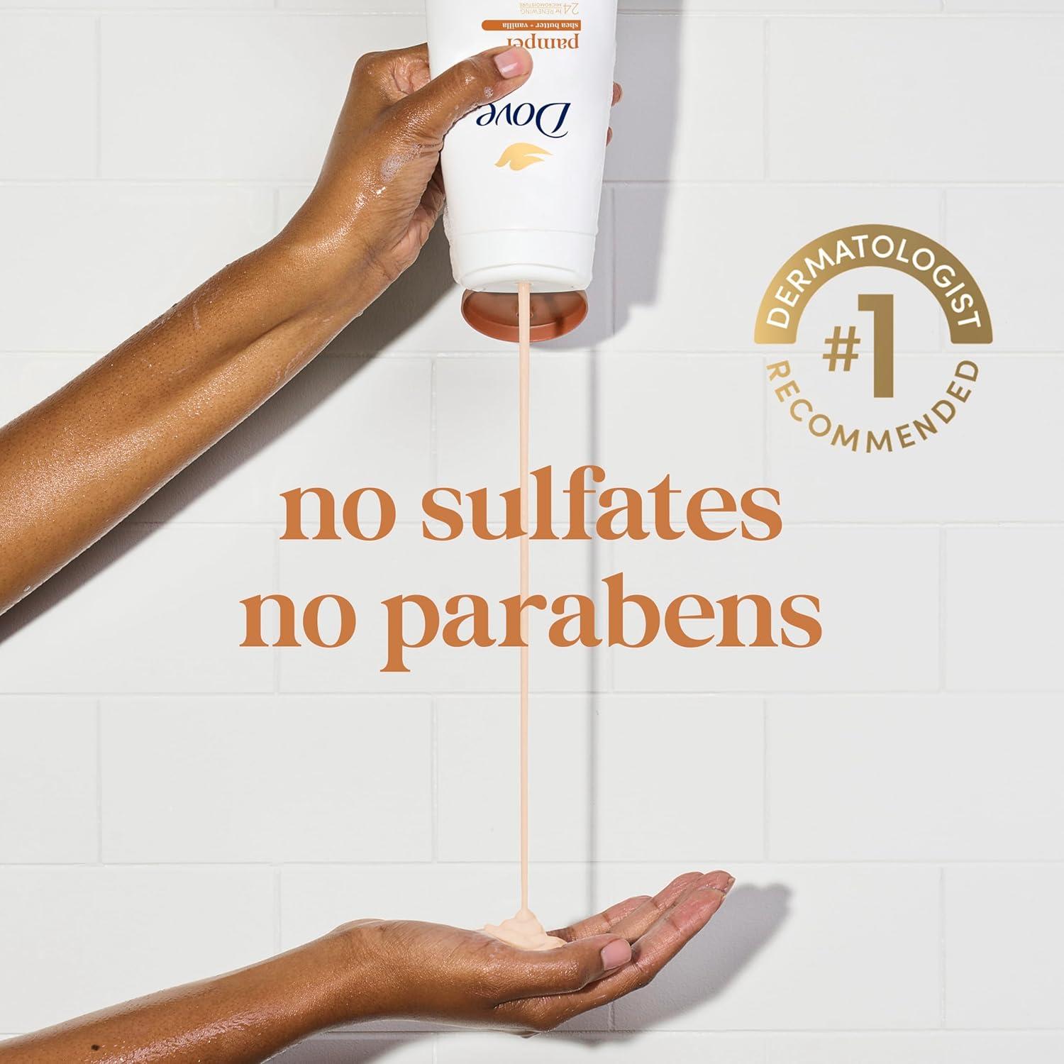 imageDove Purely Pampering Body Wash for Dry Skin Shea Butter with Warm Vanilla Effectively Washes Away Bacteria While Nourishing Your Skin 22 Fl Oz Pack of 4Shea Butter and Warm Vanilla
