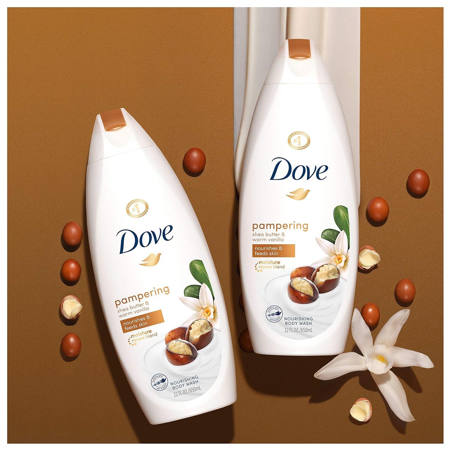 imageDove Purely Pampering Body Wash for Dry Skin Shea Butter with Warm Vanilla Effectively Washes Away Bacteria While Nourishing Your Skin 22 Fl Oz Pack of 4Shea Butter and Warm Vanilla
