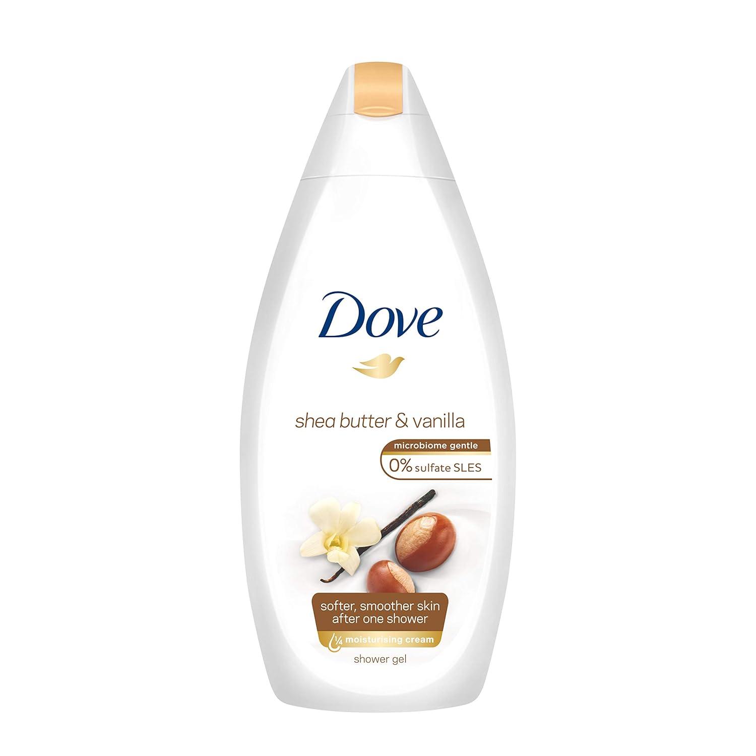 imageDove Purely Pampering Body Wash for Dry Skin Shea Butter with Warm Vanilla Effectively Washes Away Bacteria While Nourishing Your Skin 22 Fl Oz Pack of 4Shea Butter and Warm Vanilla