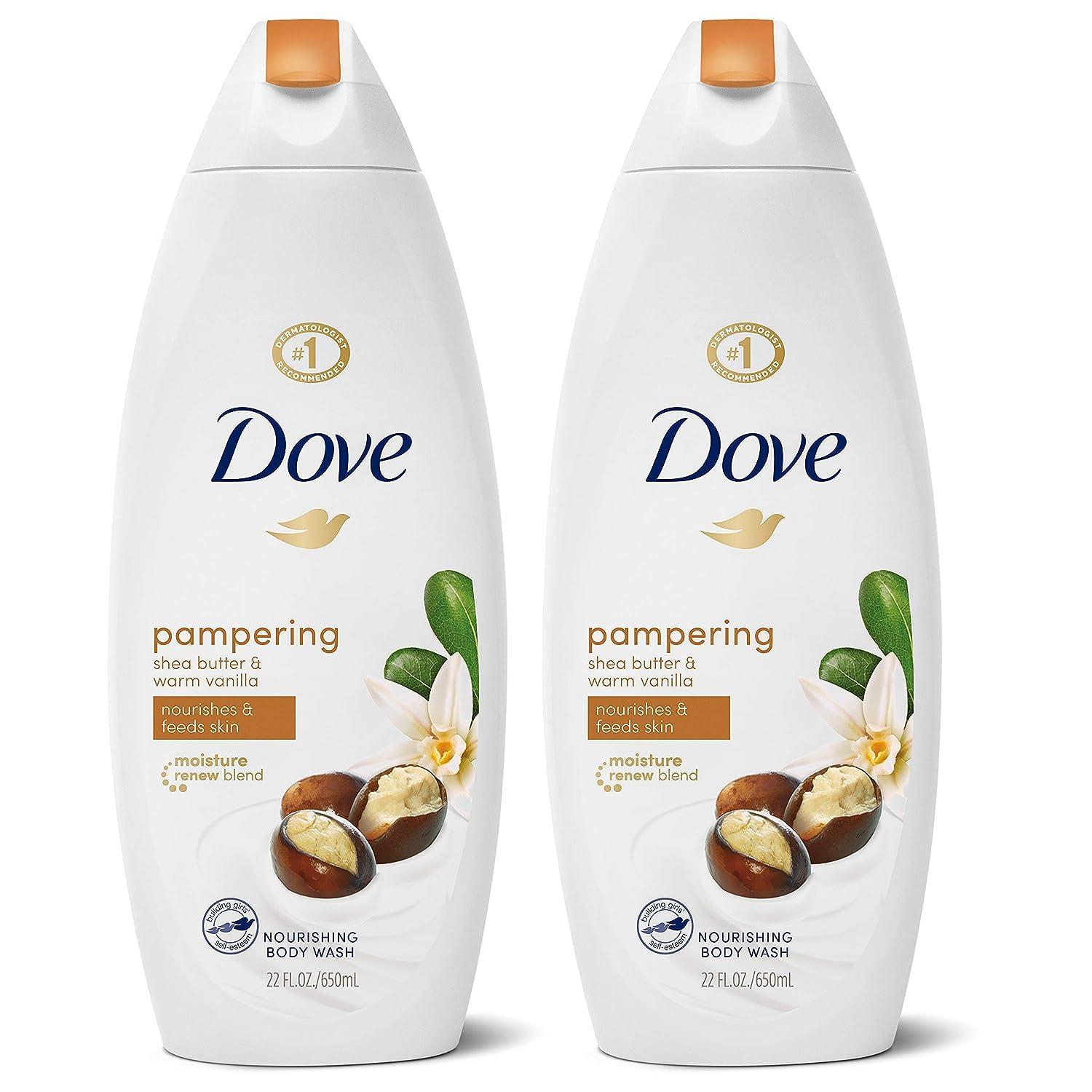 imageDove Purely Pampering Body Wash for Dry Skin Shea Butter with Warm Vanilla Effectively Washes Away Bacteria While Nourishing Your Skin 22 Fl Oz Pack of 4Shea Butter and Warm Vanilla