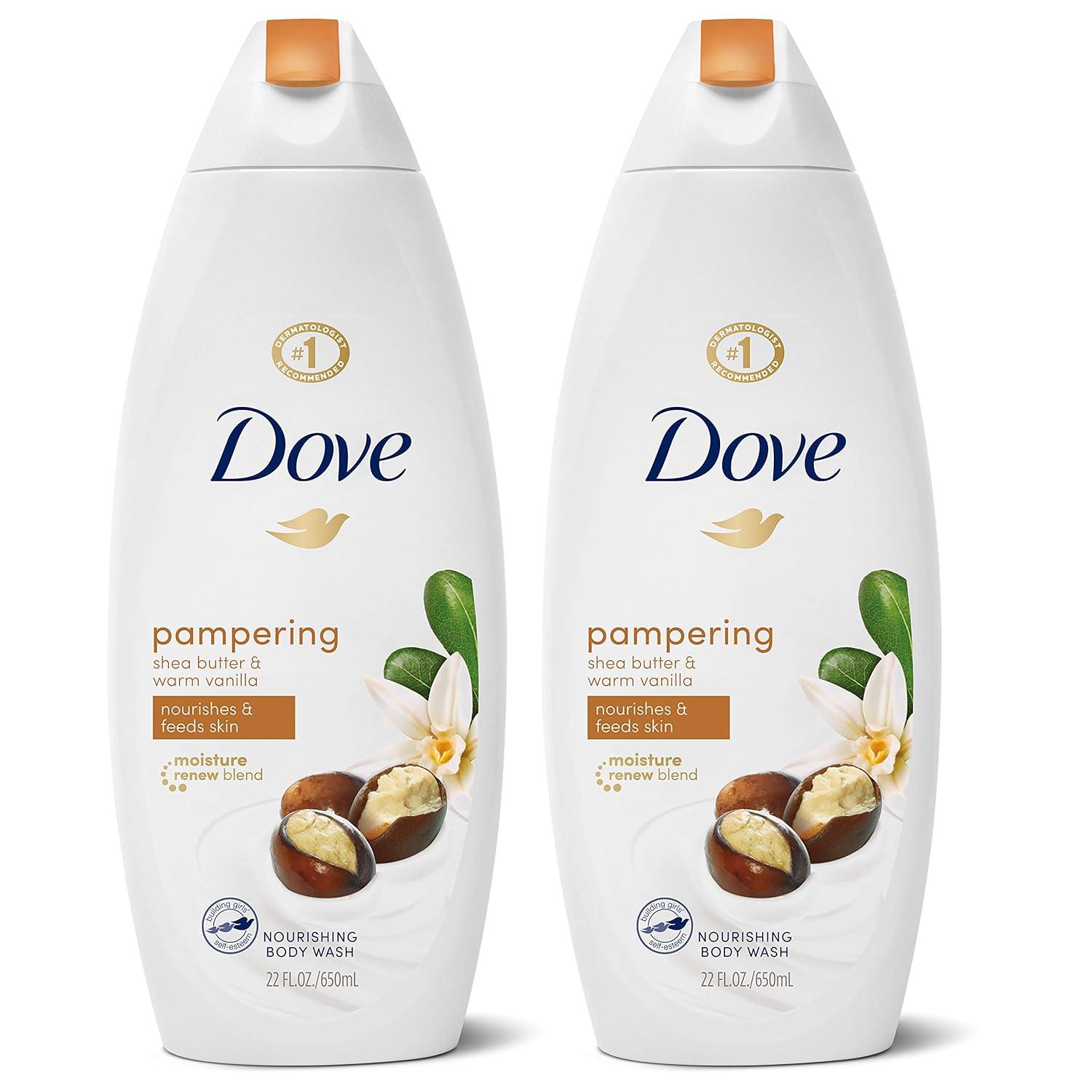 imageDove Purely Pampering Body Wash for Dry Skin Shea Butter with Warm Vanilla Effectively Washes Away Bacteria While Nourishing Your Skin 22 Fl Oz Pack of 4Shea Butter and Warm Vanilla