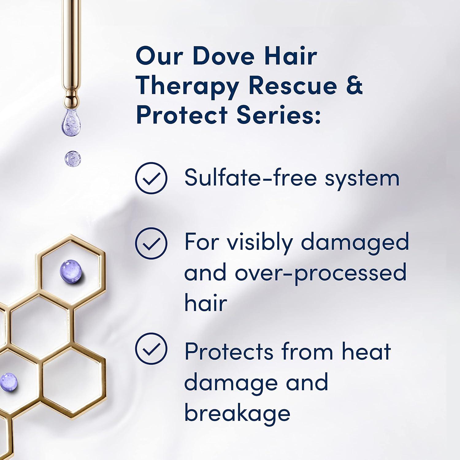 imageDove Rescue and Protect Shampoo 338 fl oz Sulfate Free Shampoo for Damaged Hair Strengthens Hair Seals Split Ends Nourishes for Soft Smooth Healthylooking Hair338 Fl Oz Pack of 1