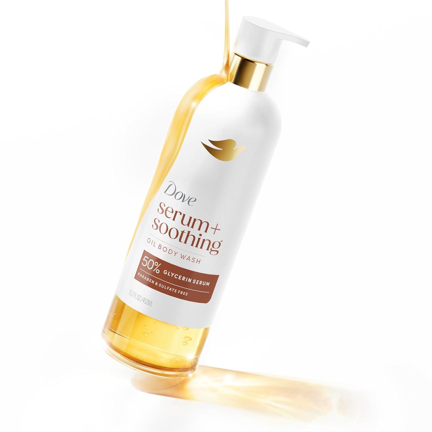 imageDove Serum Shower Oil Body Wash with Glycerin Serum Almond Oil amp Sandalwood Soothing Hydrating Cleanser 153 fl oz
