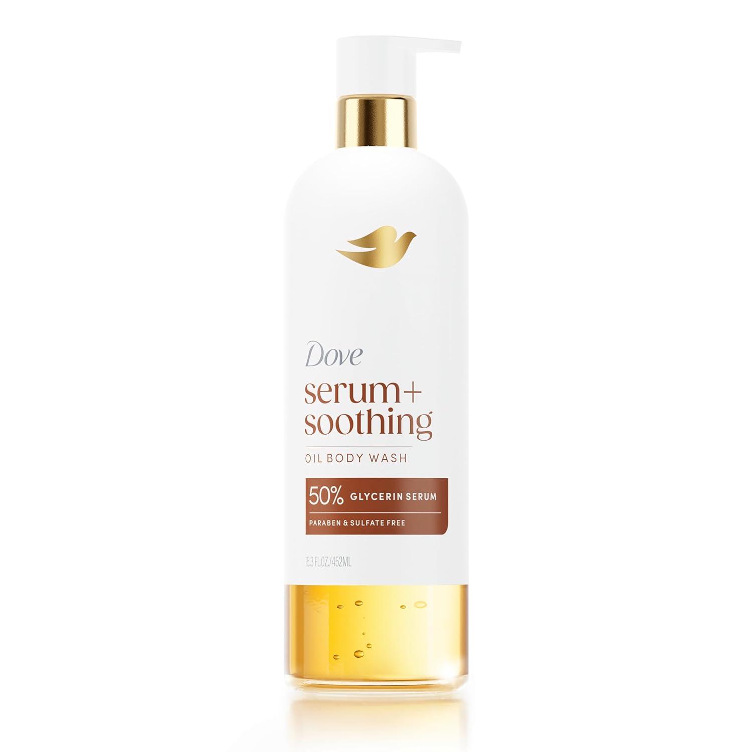 imageDove Serum Shower Oil Body Wash with Glycerin Serum Almond Oil amp Sandalwood Soothing Hydrating Cleanser 153 fl oz