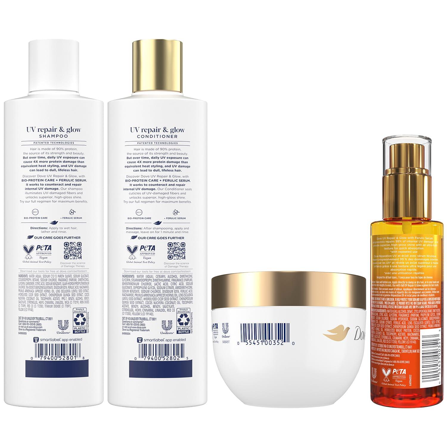 imageDove Shampoo Conditioner Recovery Mask Hair Serum Oil UV Repair amp Glow Damage Therapy Hair Products with Ferulic Serum and BioProtein Care