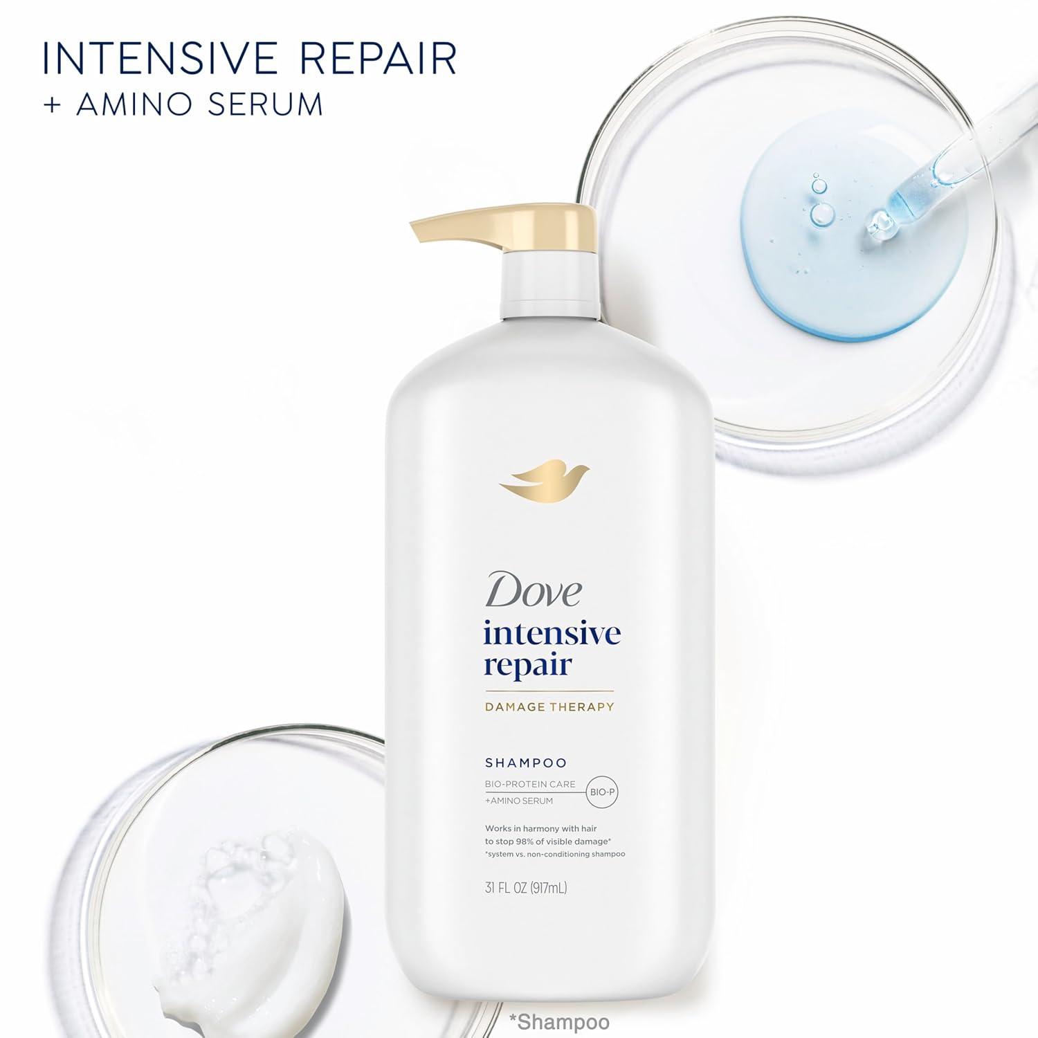 imageDove Shampoo Intensive Repair Pack of 4 for Damaged Hair Shampoo with BioRestore Complex 31 oz