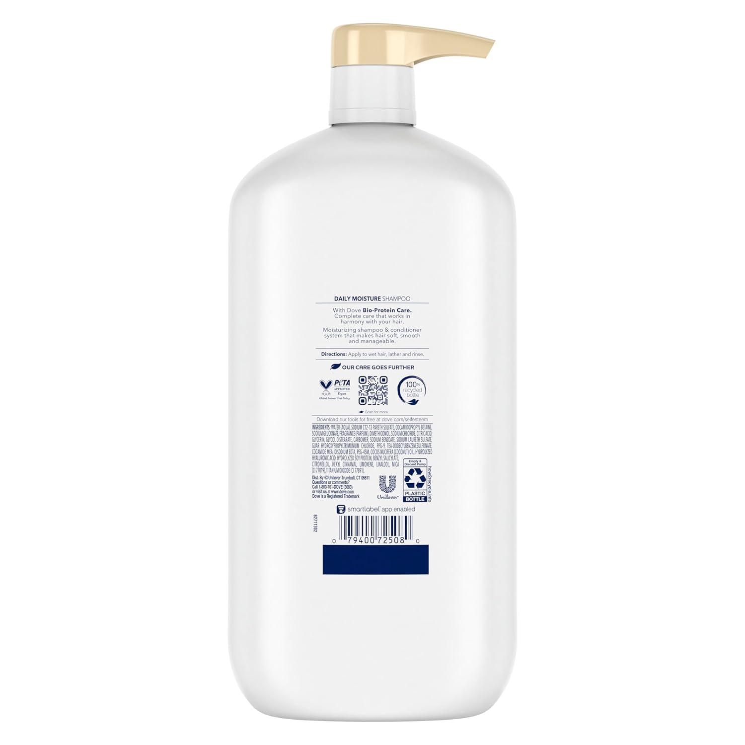 imageDove Ultra Care Shampoo Daily Moisture Pack of 4 for Dry Hair Shampoo with BioRestore Complex 31 oz