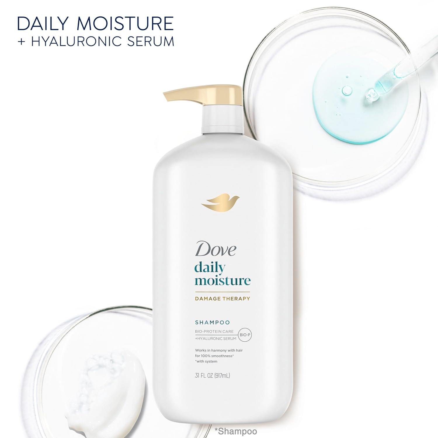 imageDove Ultra Care Shampoo Daily Moisture Pack of 4 for Dry Hair Shampoo with BioRestore Complex 31 oz