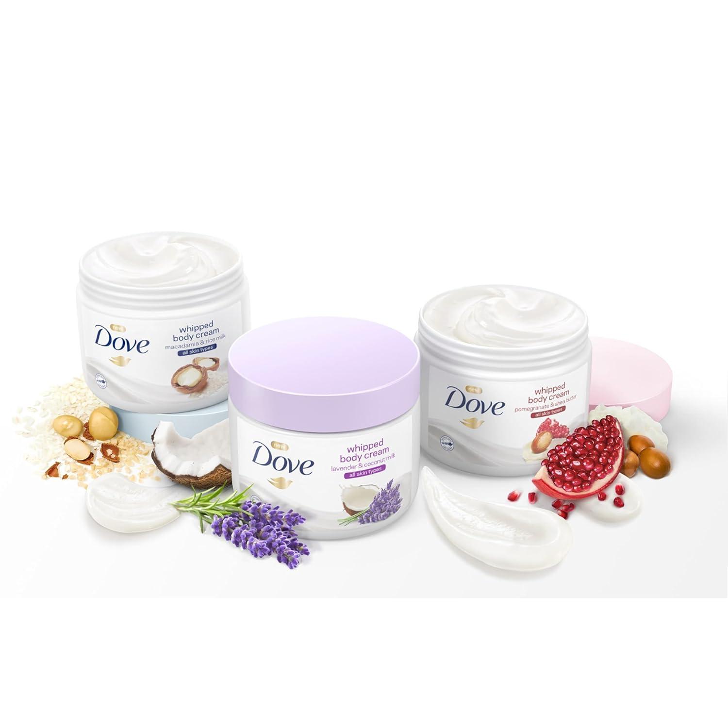 imageDove Whipped Body Cream Dry Skin Moisturizer Pomegranate and Shea Butter Nourishes Skin Deeply 10 oz 3 CountPomegranate and Shea Butter