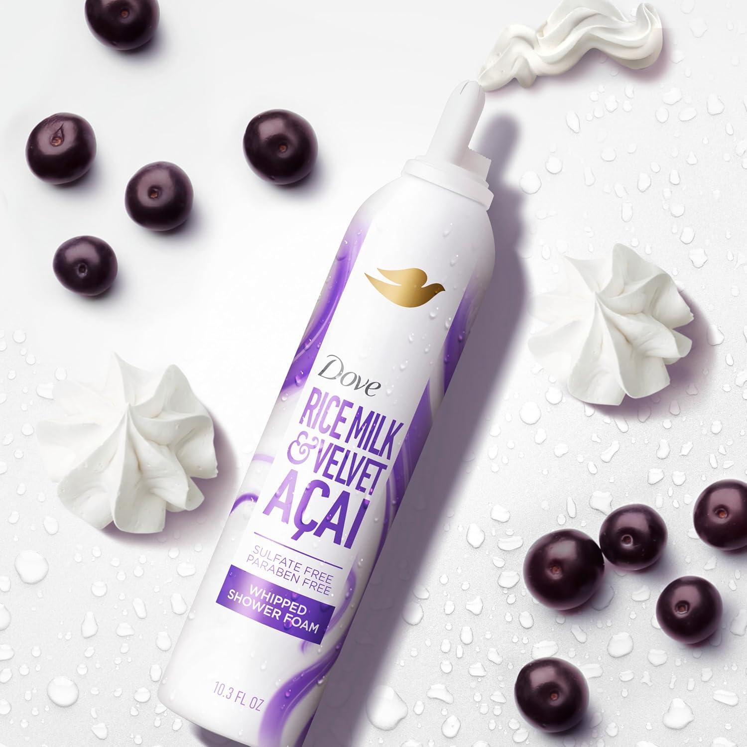 imageDove Whipped Shower Foam for Women Rice Milk amp Velvet Aa for Hydrated amp Soft Skin 103 FO