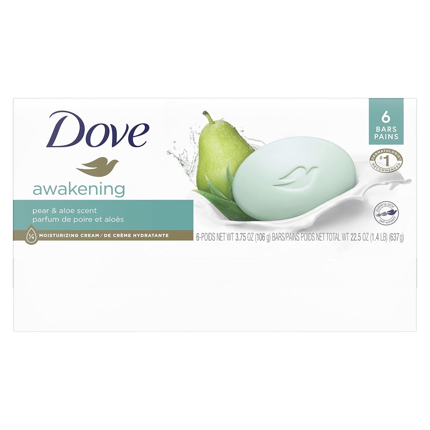 imageDove go fresh Beauty Bar More Moisturizing Than Ordinary Bar Soap Rejuvenate Pear and Aloe Vera Scent 375 oz 14 Bars225 Ounce Pack of 1