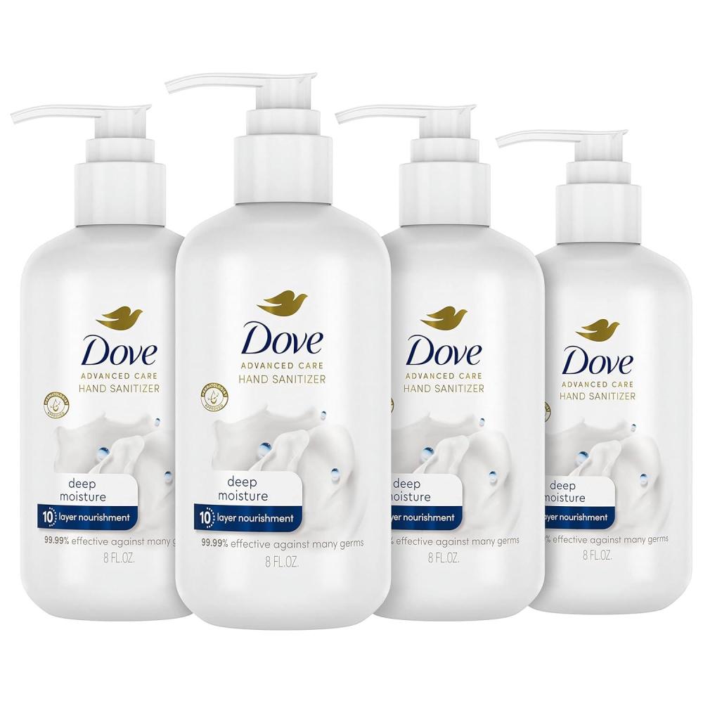 imageDove Advanced Care Hand Sanitizer Deep Moisture Pack of 4 for Soft Smooth Skin 9999 Effective Against Many Germs 8 oz
