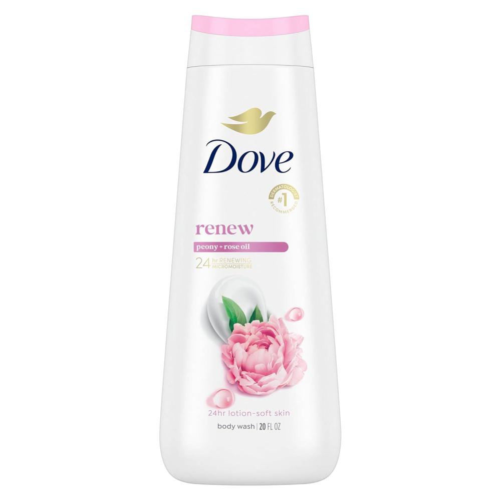 imageDove Body Wash 100 Gentle Cleansers Sulfate Free Peony and Rose Oil Effectively Washes Away Bacteria While Nourishing Your Skin 22 Fl Oz Pack of 4Peony and Rose Oil