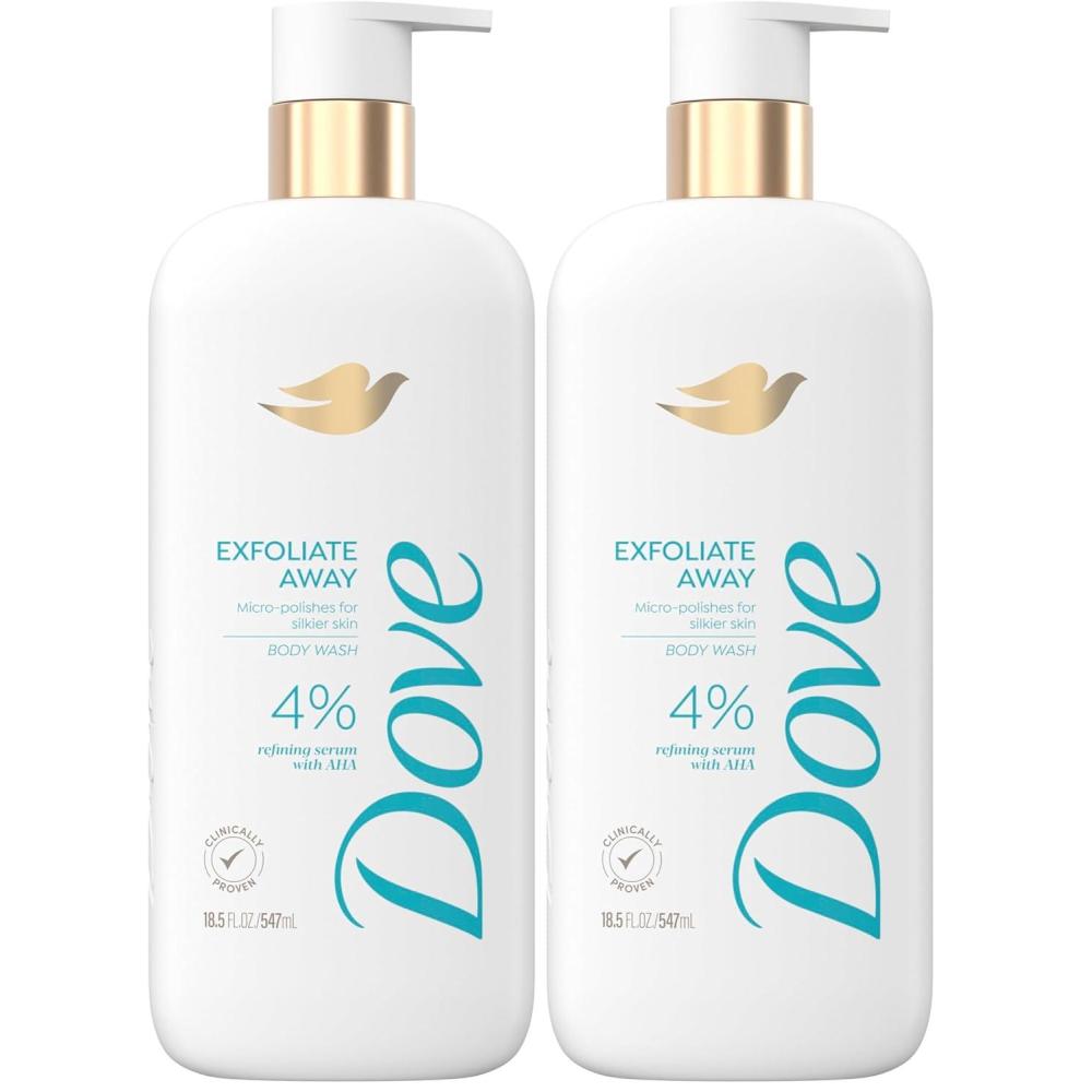 imageDove Body Wash Exfoliate Away Micropolishes for silkier skin 4 refining serum with AHA 185 oz185 Fl Oz Pack of 2