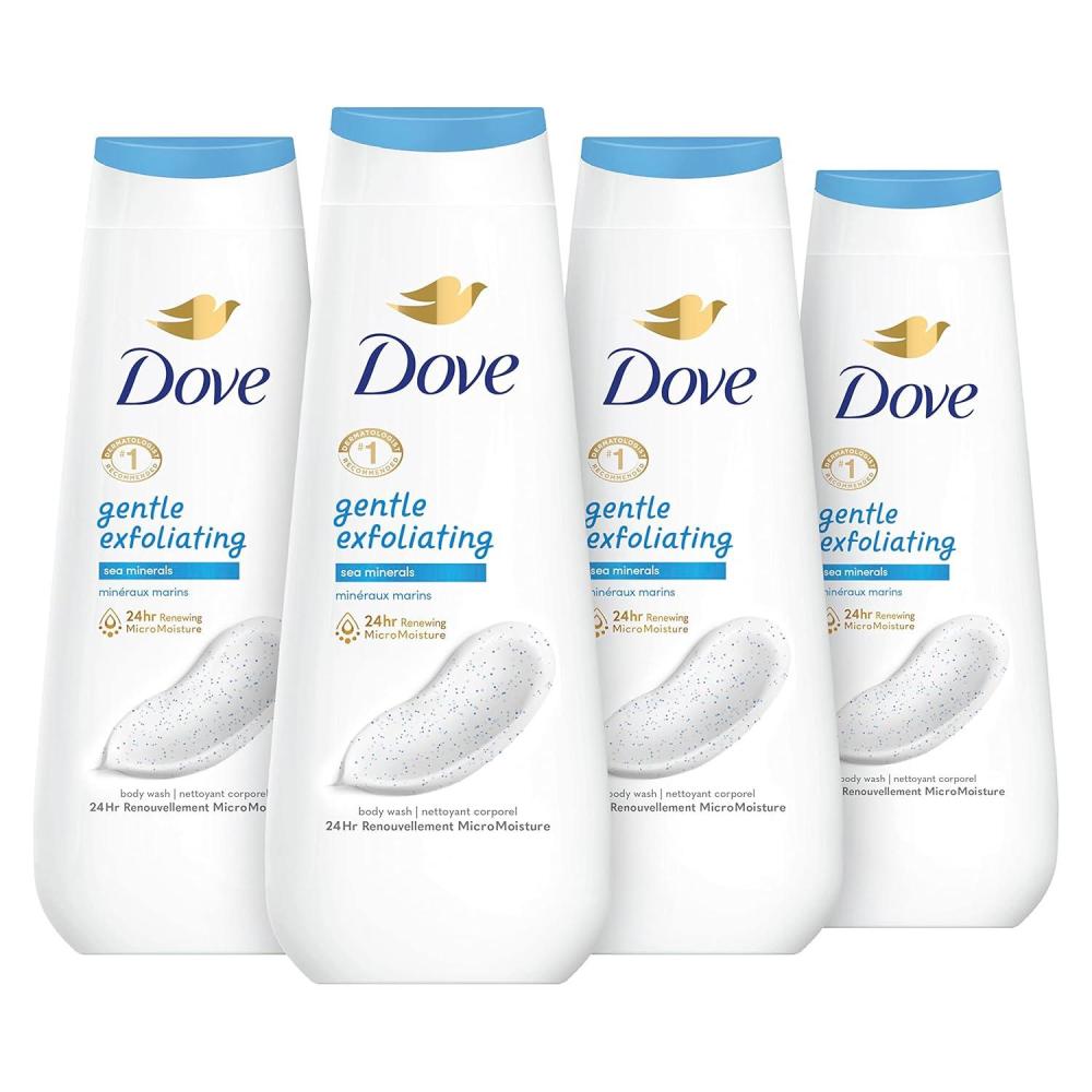 imageDove Body Wash Gentle Exfoliating With Sea Minerals 4 Count Instantly Reveals Visibly Smoother Skin Cleanser That Effectively Washes Away Bacteria While Nourishing Your Skin 20 oz
