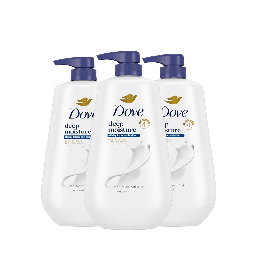 imageDove Body Wash with Pump 3 Count Deep Moisture for 24hr LotionSoft Skin Moisture Moisturizing Skin Cleanser with No Sulfates No Parabens306 Fl Oz Pack of 3
