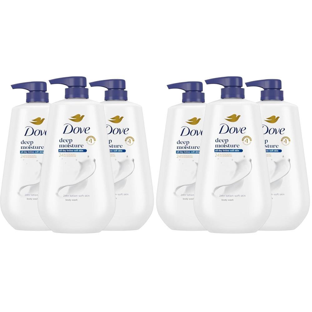 imageDove Body Wash with Pump 3 Count Deep Moisture for 24hr LotionSoft Skin Moisture Moisturizing Skin Cleanser with No Sulfates No Parabens306 Fl Oz Pack of 6
